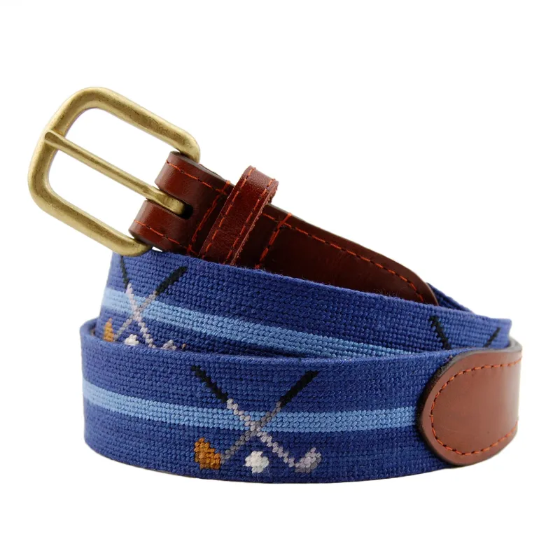 Crossed Clubs Belt (Classic Navy) made by Smathers & Branson