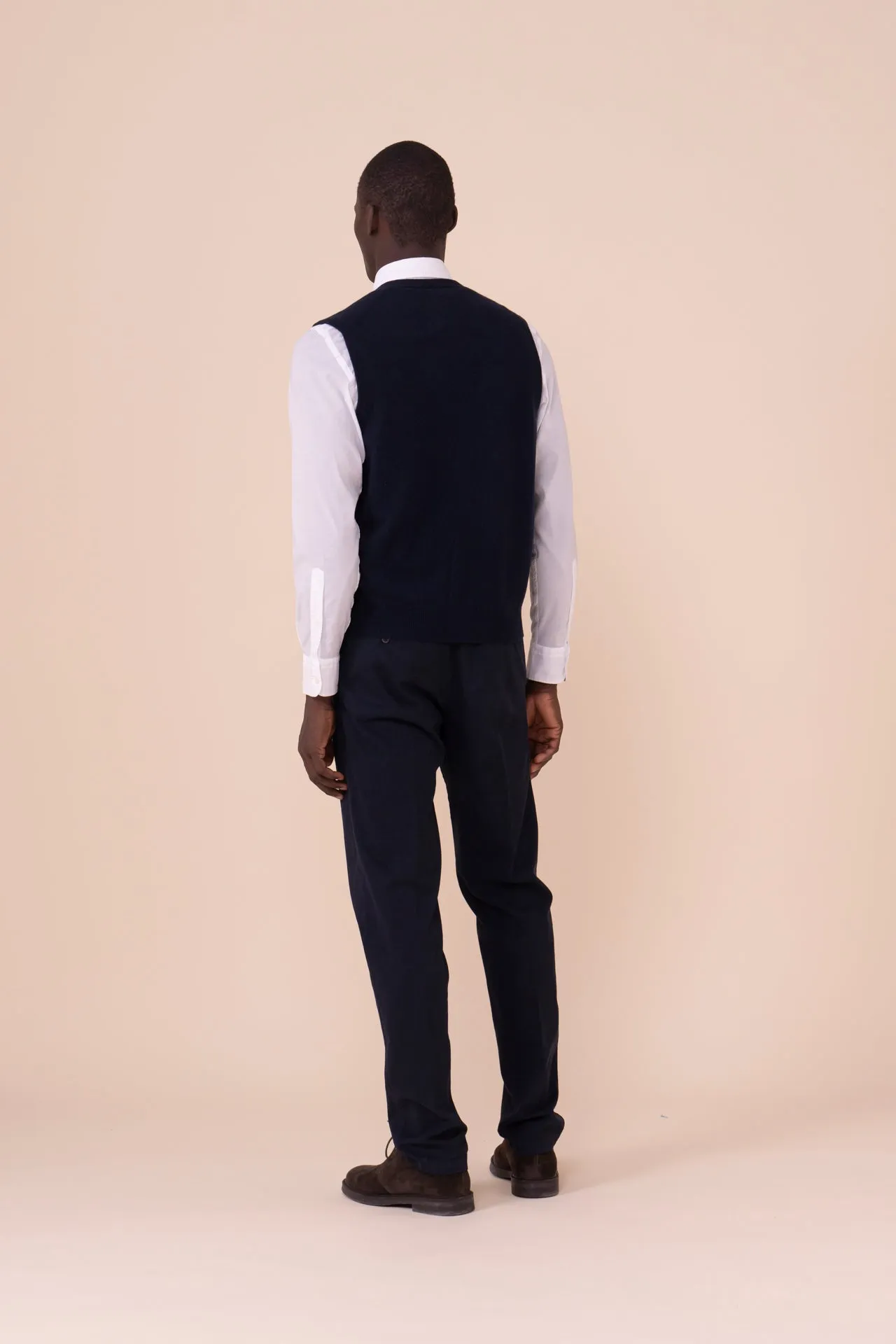 Cashmere V-neck Vest in iconic colors sold by Fedeli product image thumbnail 3