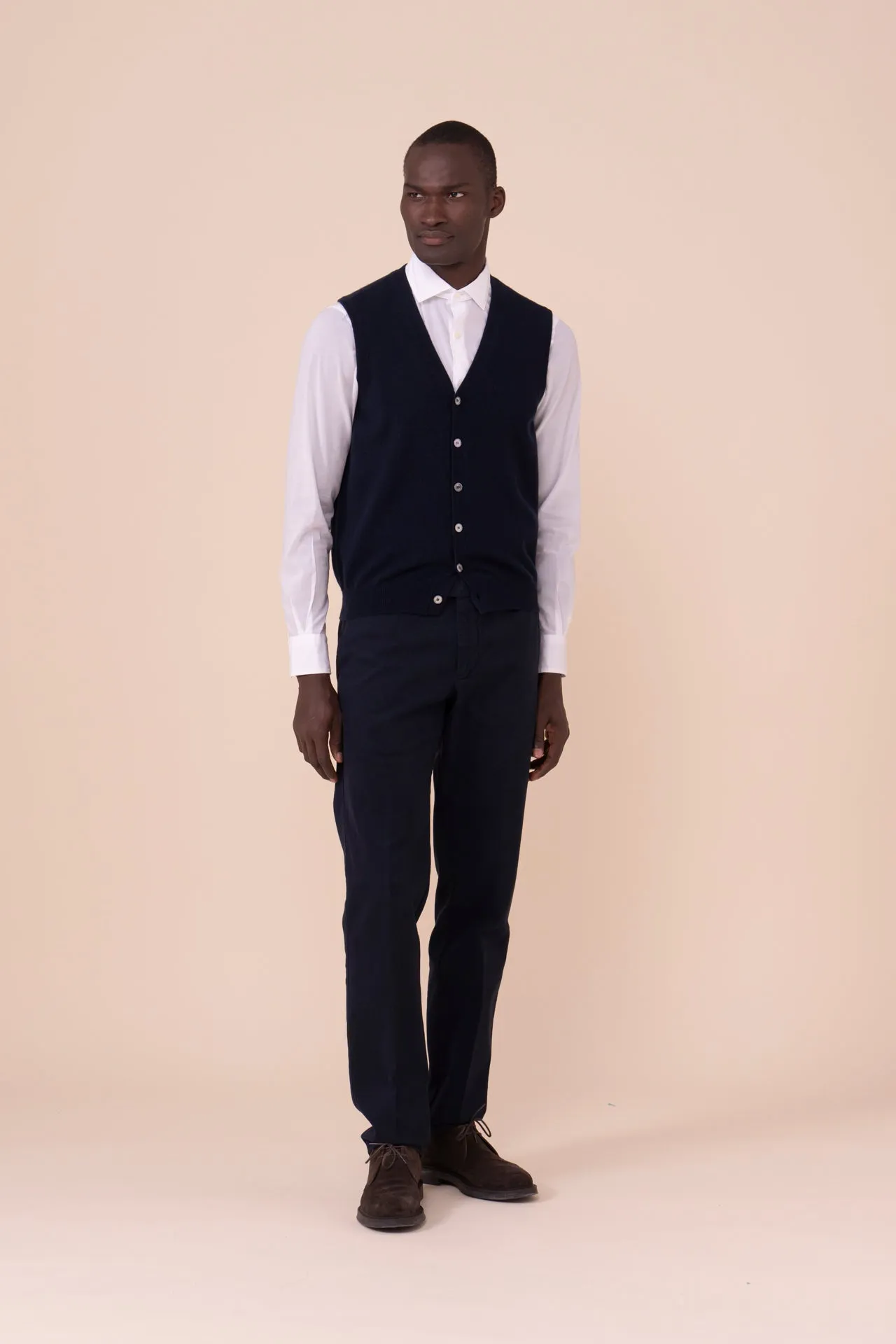 Cashmere V-neck Vest in iconic colors sold by Fedeli product image thumbnail 2