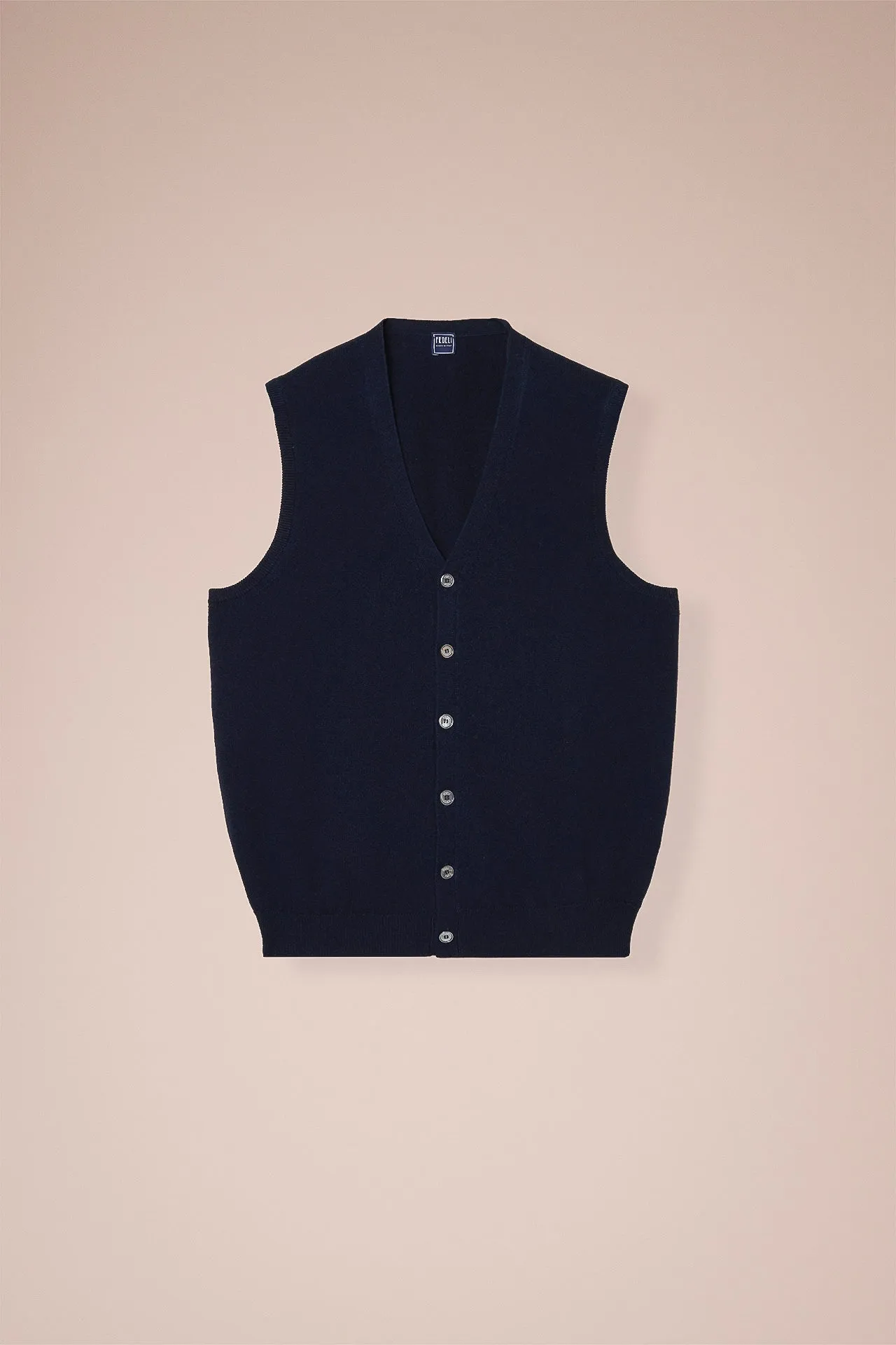 Cashmere V-neck Vest in iconic colors sold by Fedeli product image thumbnail 5