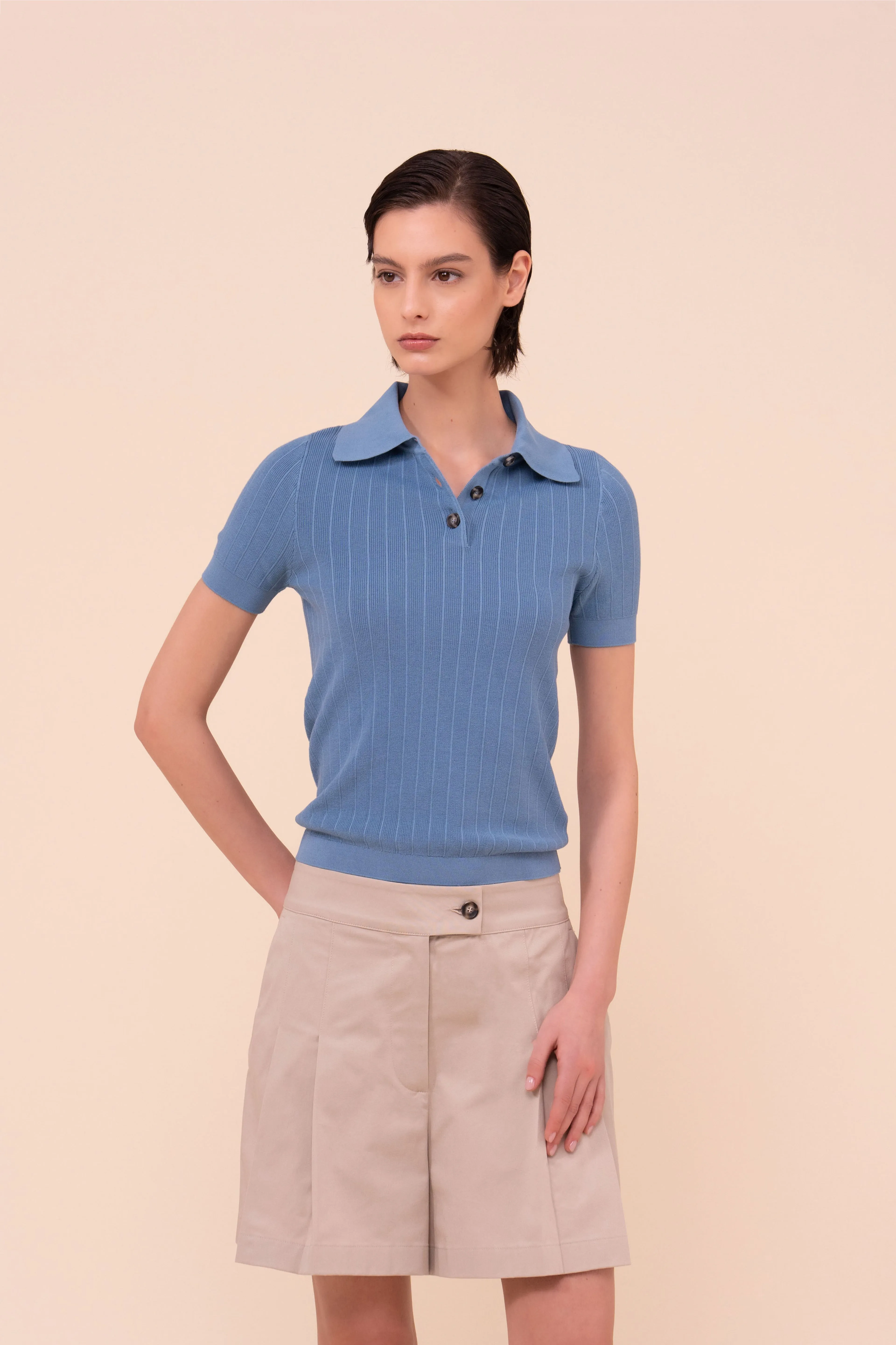 Koons Dusty Cotton Knit Polo sold by Fedeli