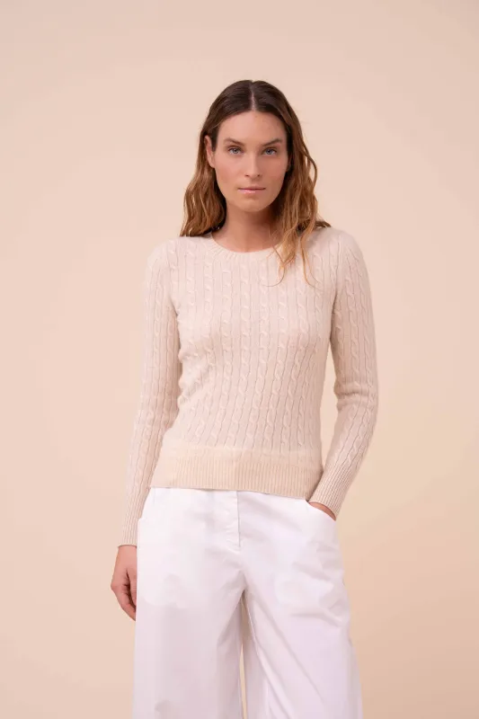 Franz Persia Cashmere Cable Crewneck made by Fedeli