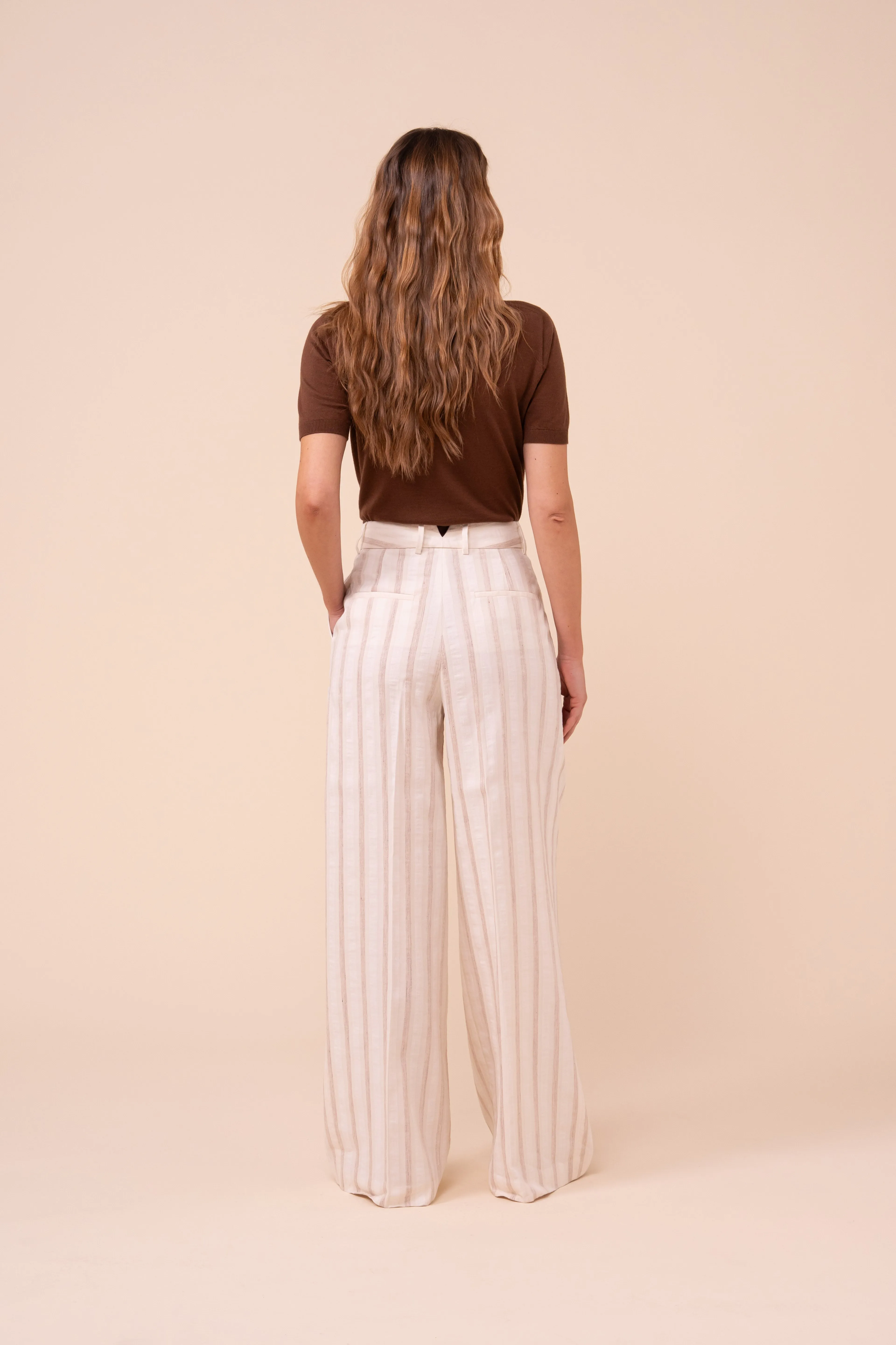 Carlo Cotton and Linen Striped Wide-Leg Pants sold by Fedeli product image thumbnail 3