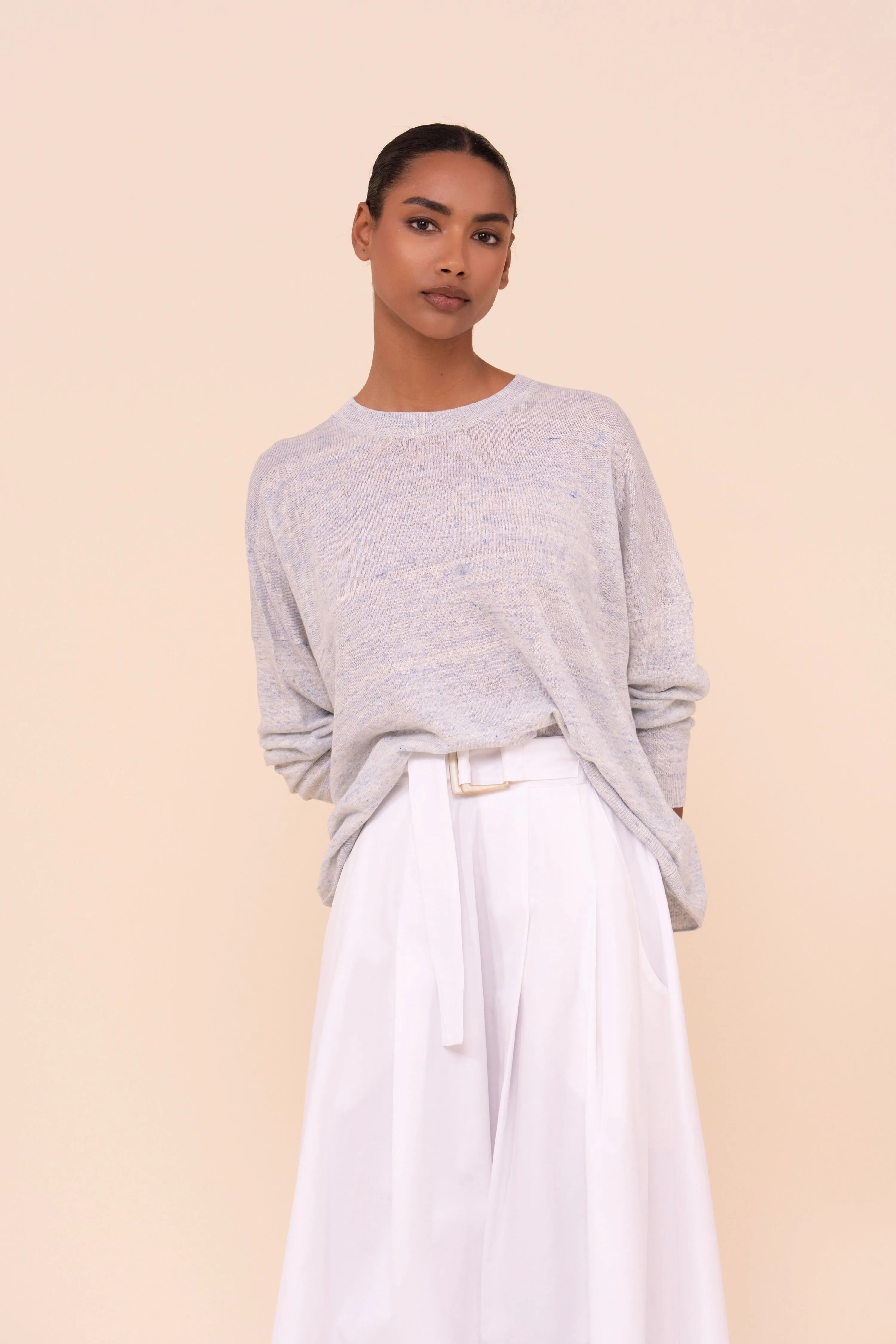 Lindsay Cairo Linen and Cotton Crewneck sold by Fedeli