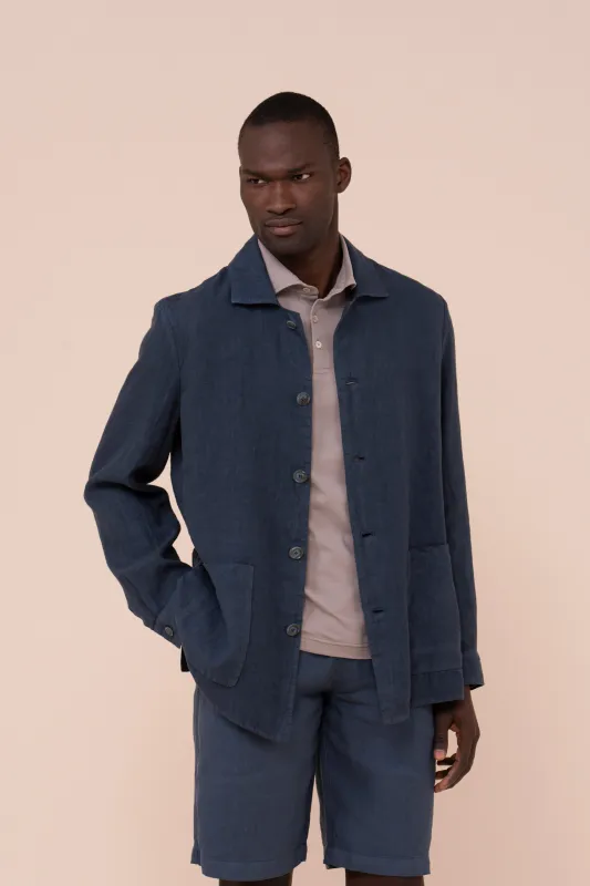 Oxford Linen Shirt Jacket made by Fedeli