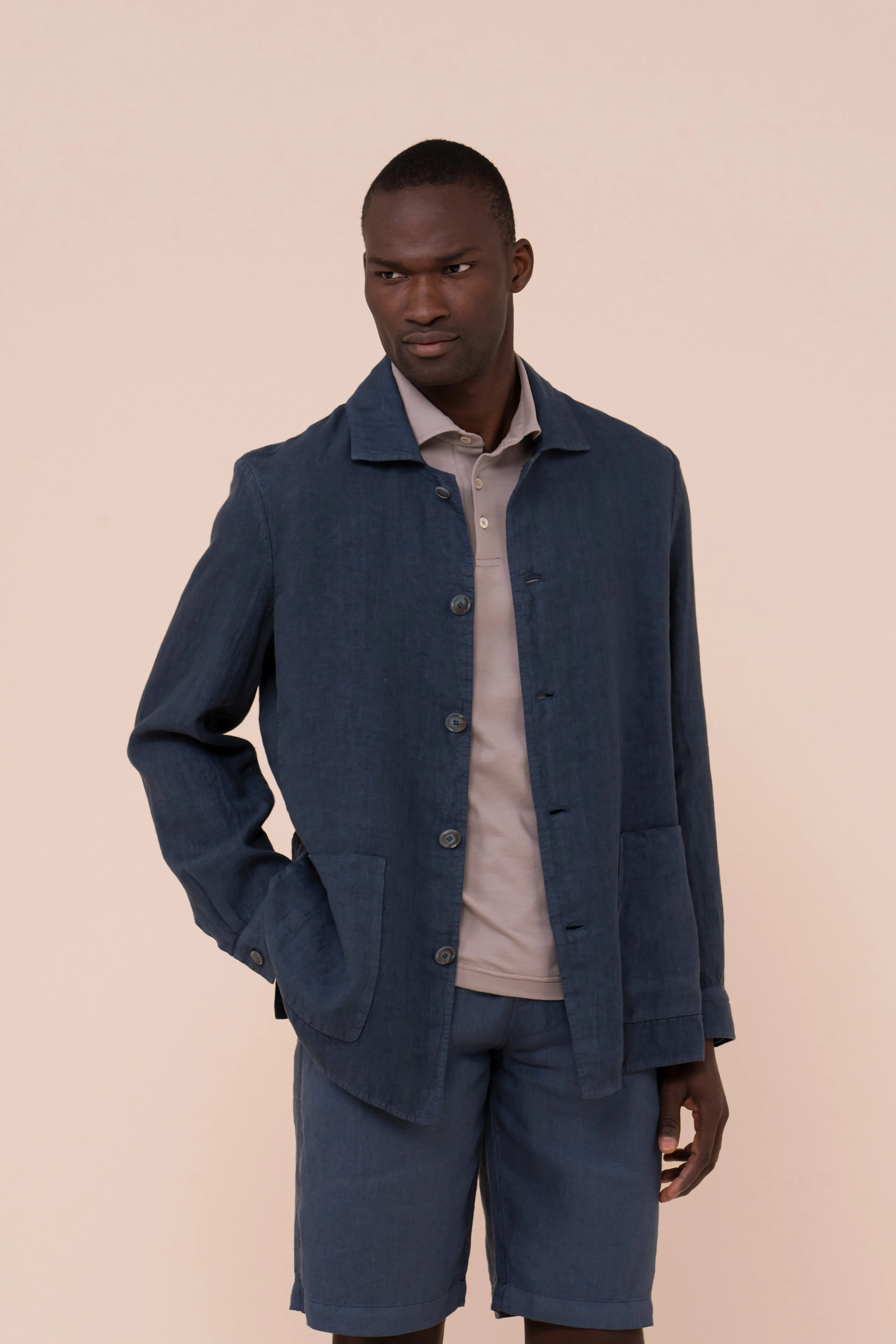 Oxford Linen Shirt Jacket sold by Fedeli