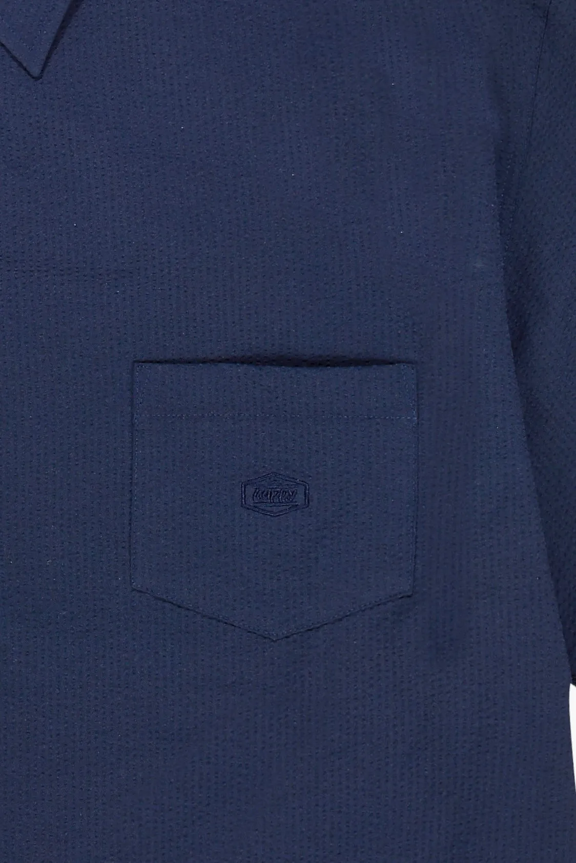 Relaxed Seersucker Half Shirt (Navy) sold by Kappy product image thumbnail 4
