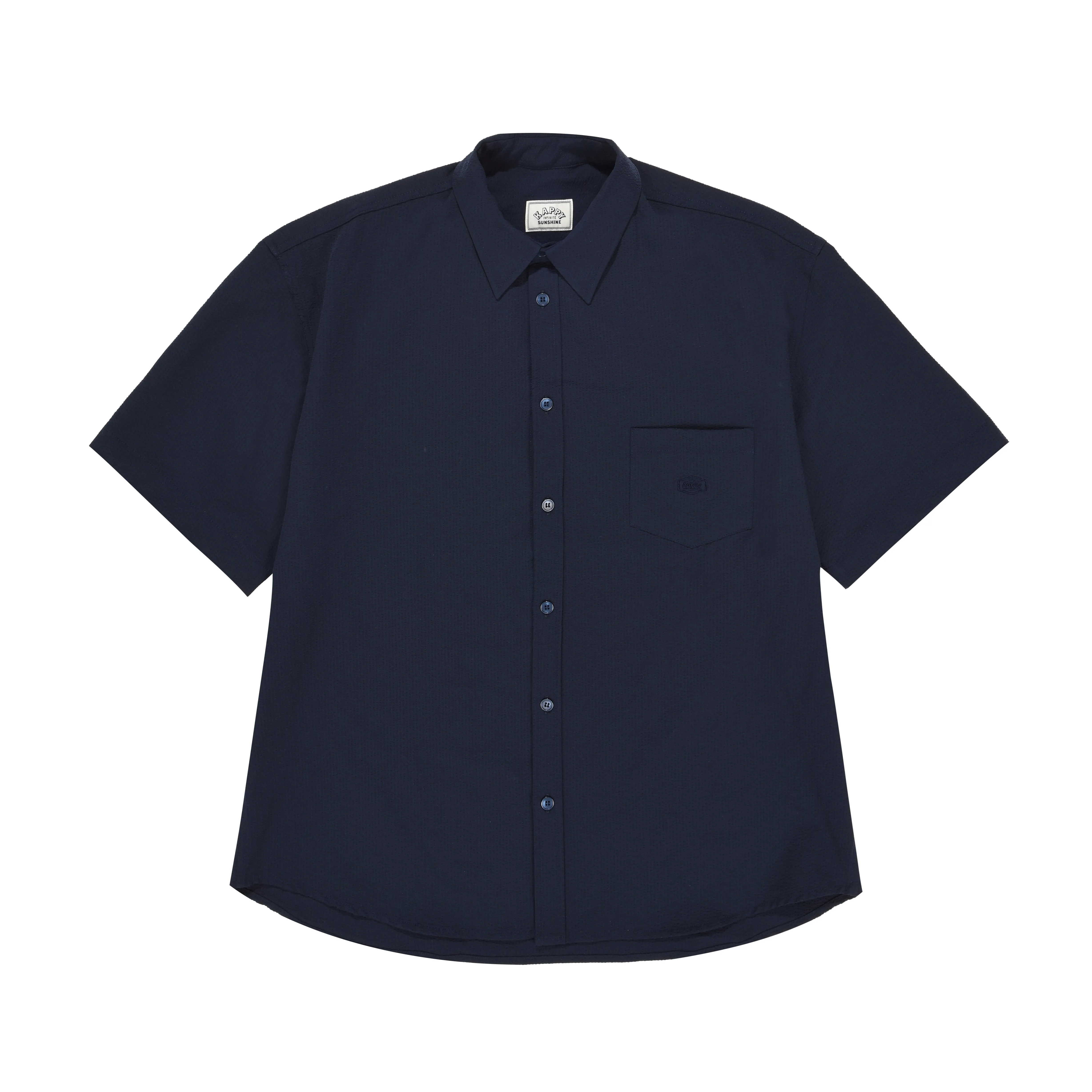 Relaxed Seersucker Half Shirt (Navy) sold by Kappy product image thumbnail 3