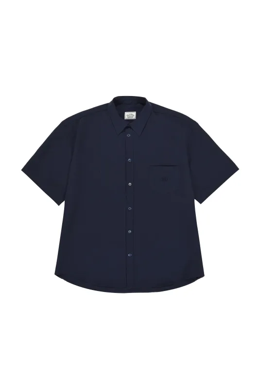Relaxed Seersucker Half Shirt (Navy) made by Kappy