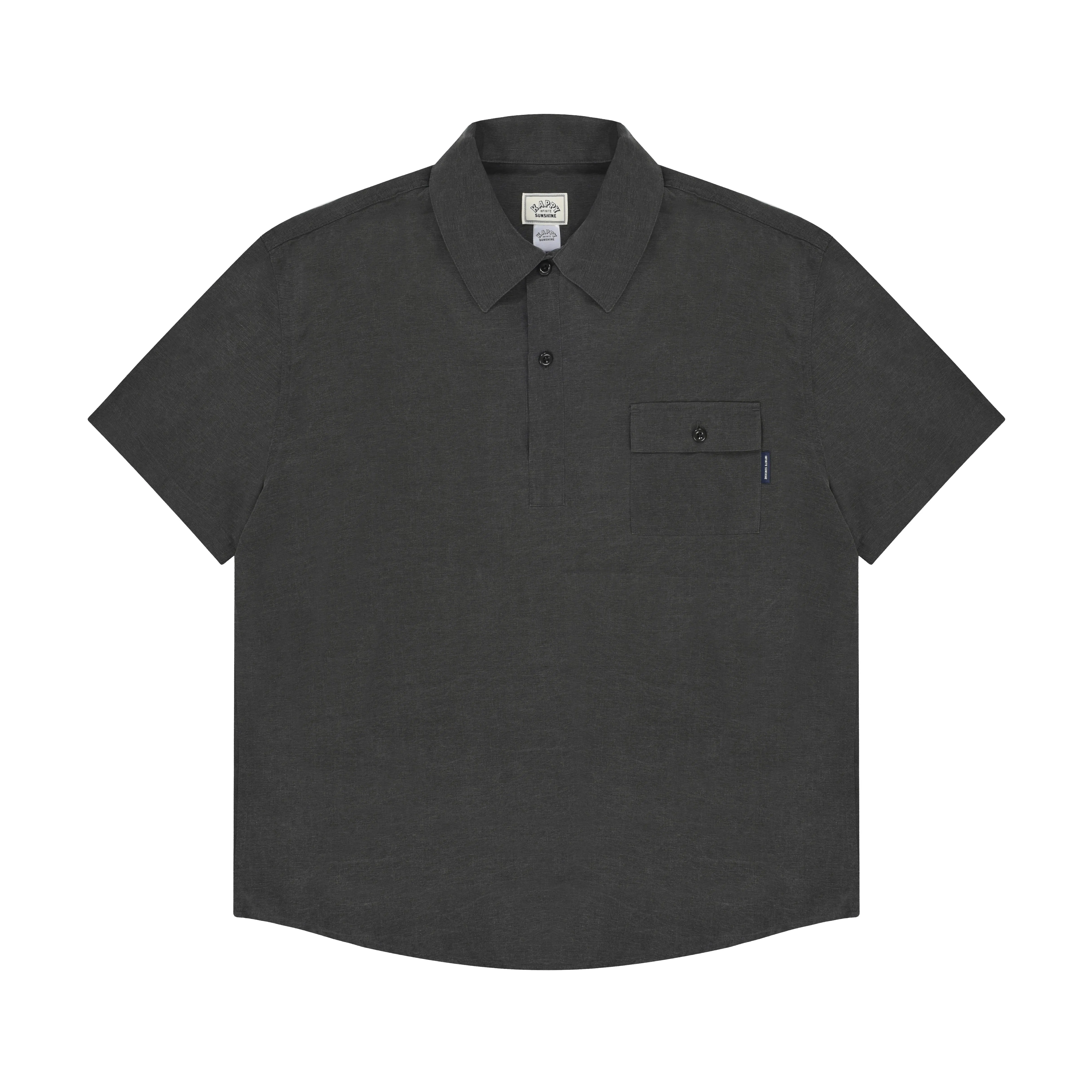 Pigment Henley Neck Half Shirt (Charcoal) sold by Kappy product image thumbnail 3