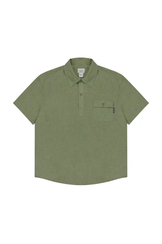 Pigment Henley Neck Half Shirt (Khaki) made by Kappy