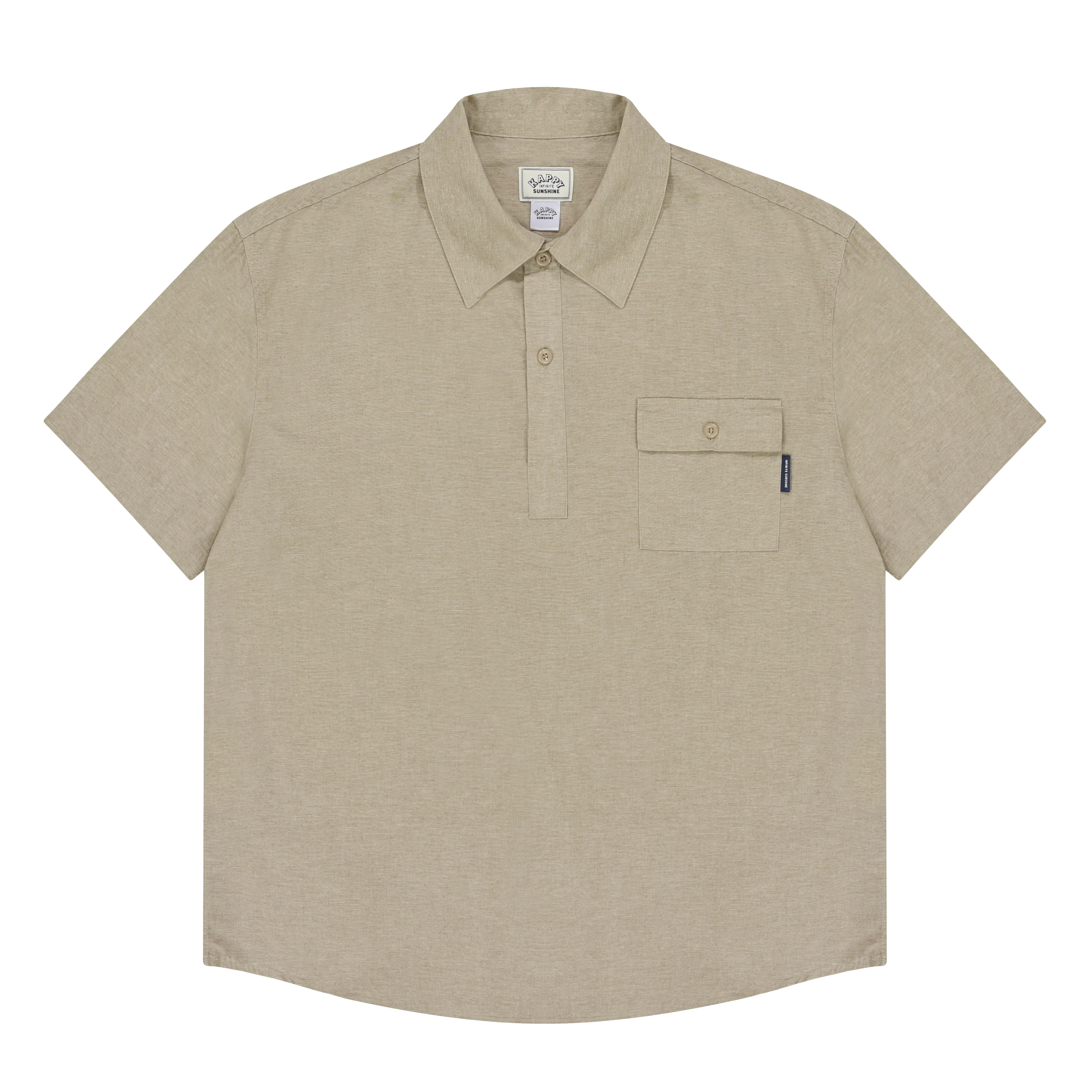 Pigment Henley Neck Half Shirt (Beige) sold by Kappy product image thumbnail 3