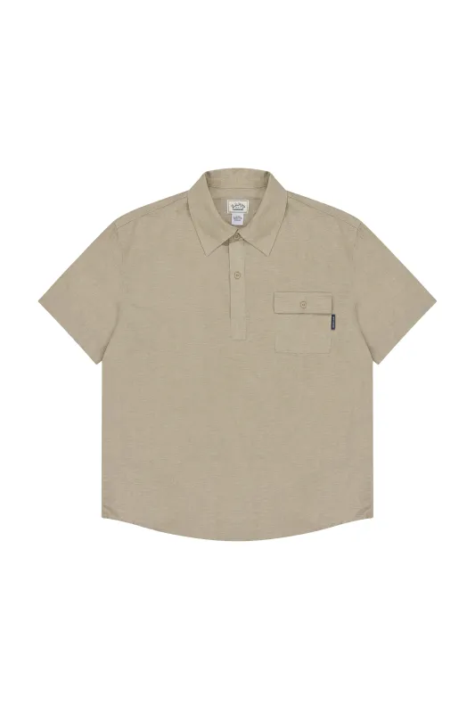 Pigment Henley Neck Half Shirt (Beige) made by Kappy