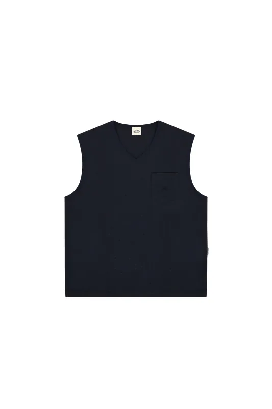 Woven Cotton Vest (Navy) made by Kappy