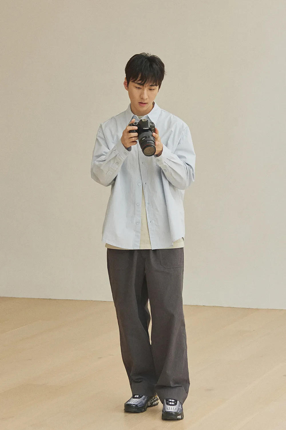 One Tuck Wide Fatigue Pants (Charcoal) sold by Kappy product image thumbnail 4