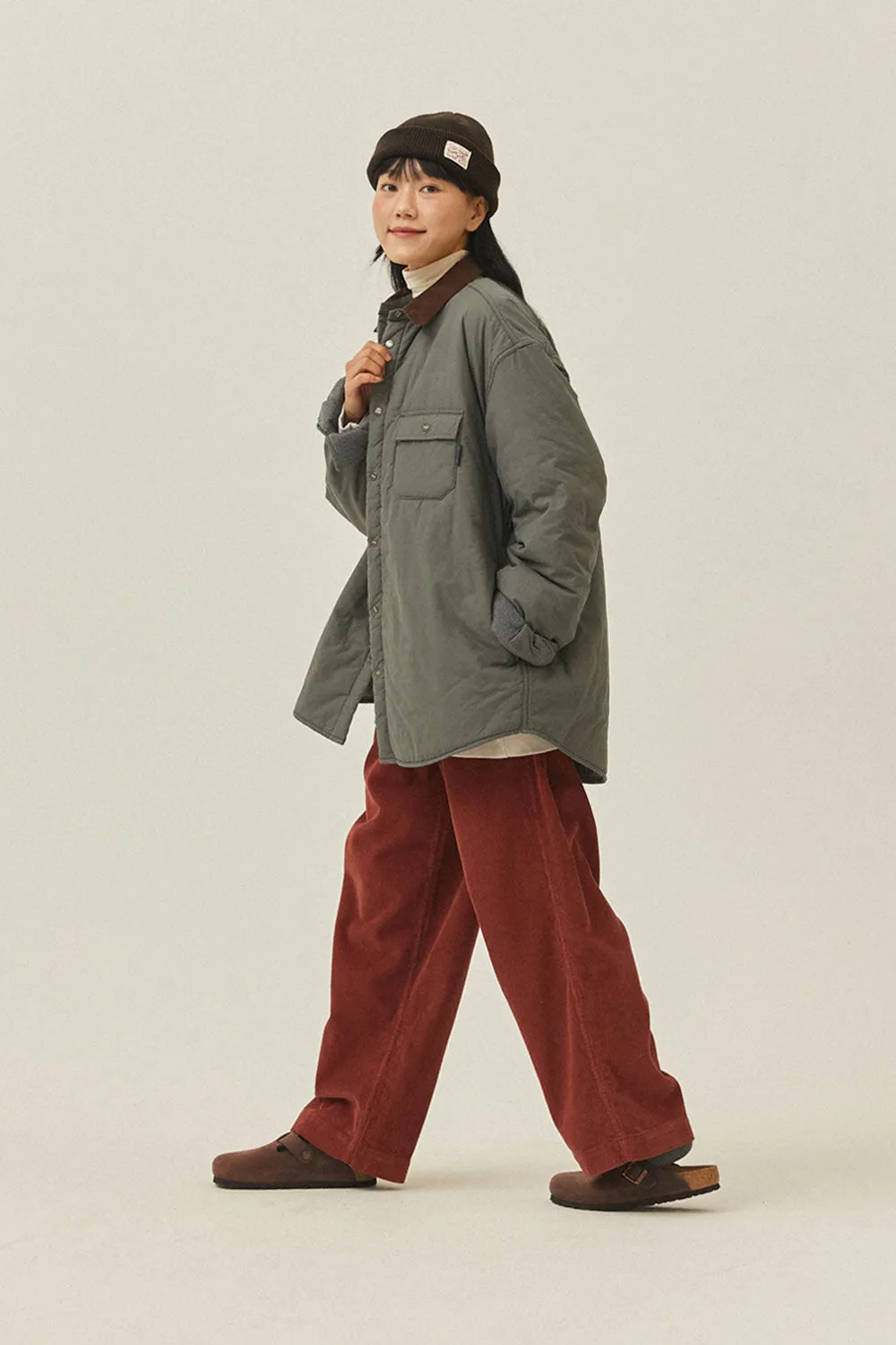One Tuck Fatigue Corduroy Pants (Vintage Red) sold by Kappy product image thumbnail 4