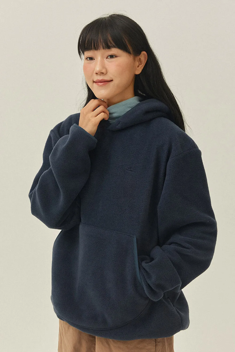 Sunrise Fleece Button Hoodie (Navy) sold by Kappy product image thumbnail 4