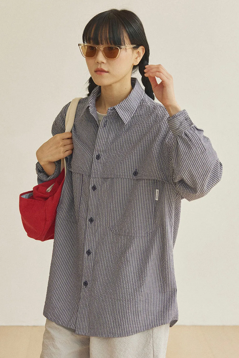 Stripe Pocket Work Shirt (Navy) sold by Kappy product image thumbnail 2