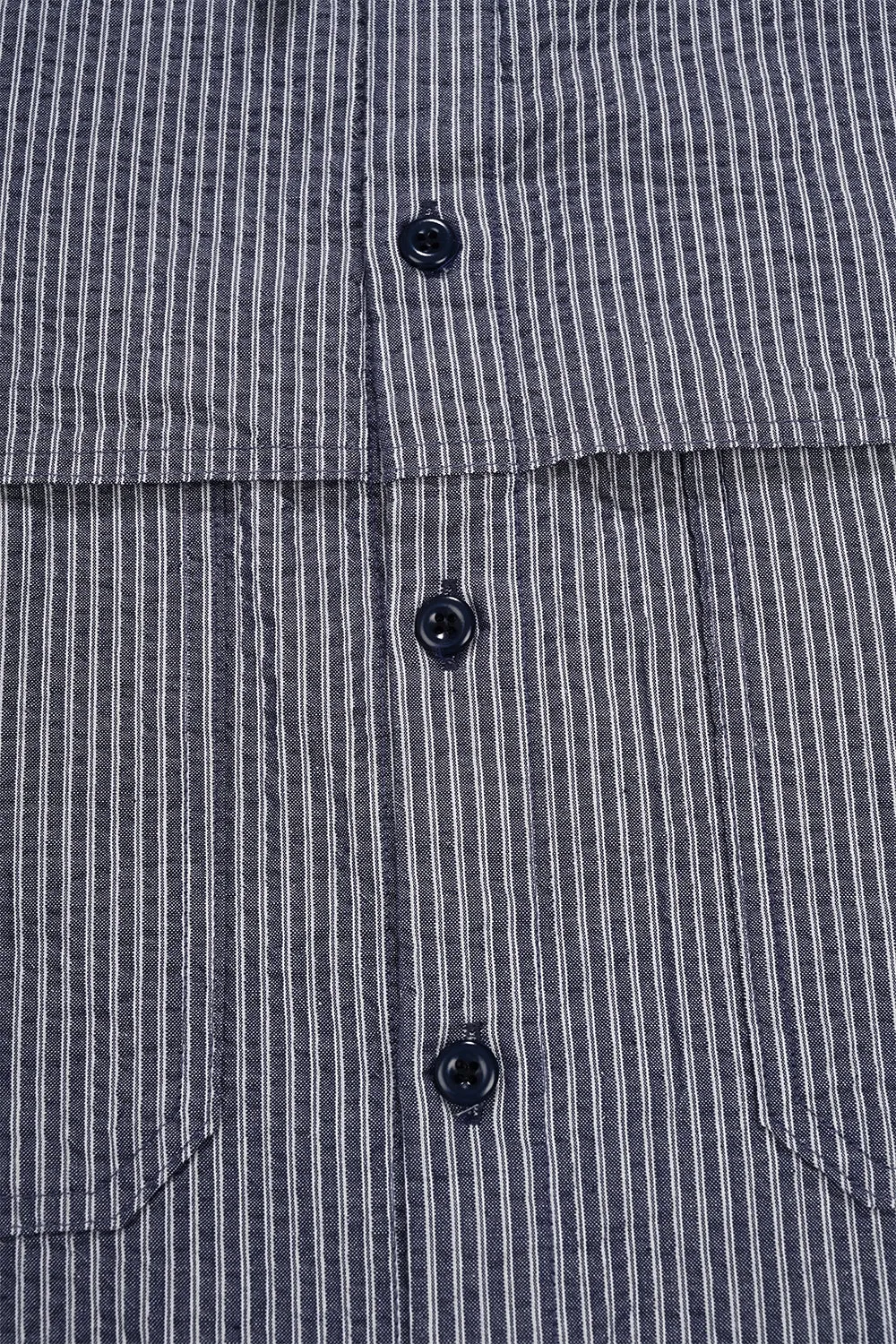 Stripe Pocket Work Shirt (Navy) sold by Kappy product image thumbnail 5