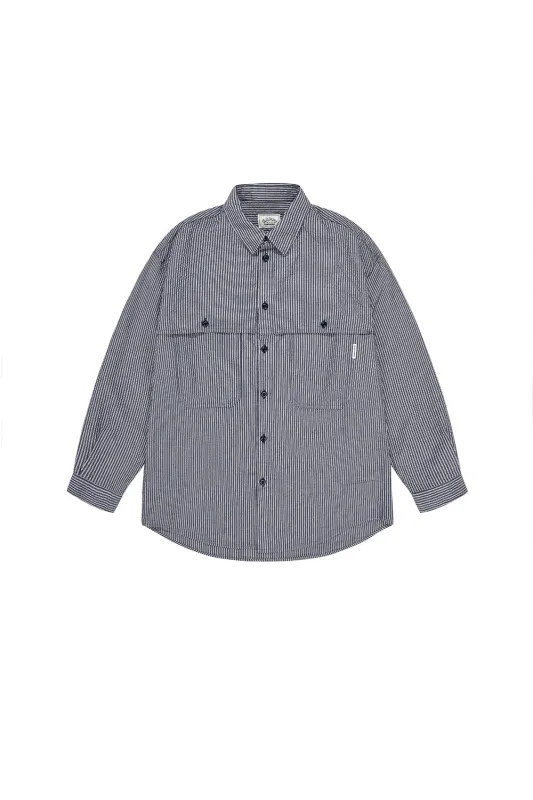 Stripe Pocket Work Shirt (Navy) made by Kappy