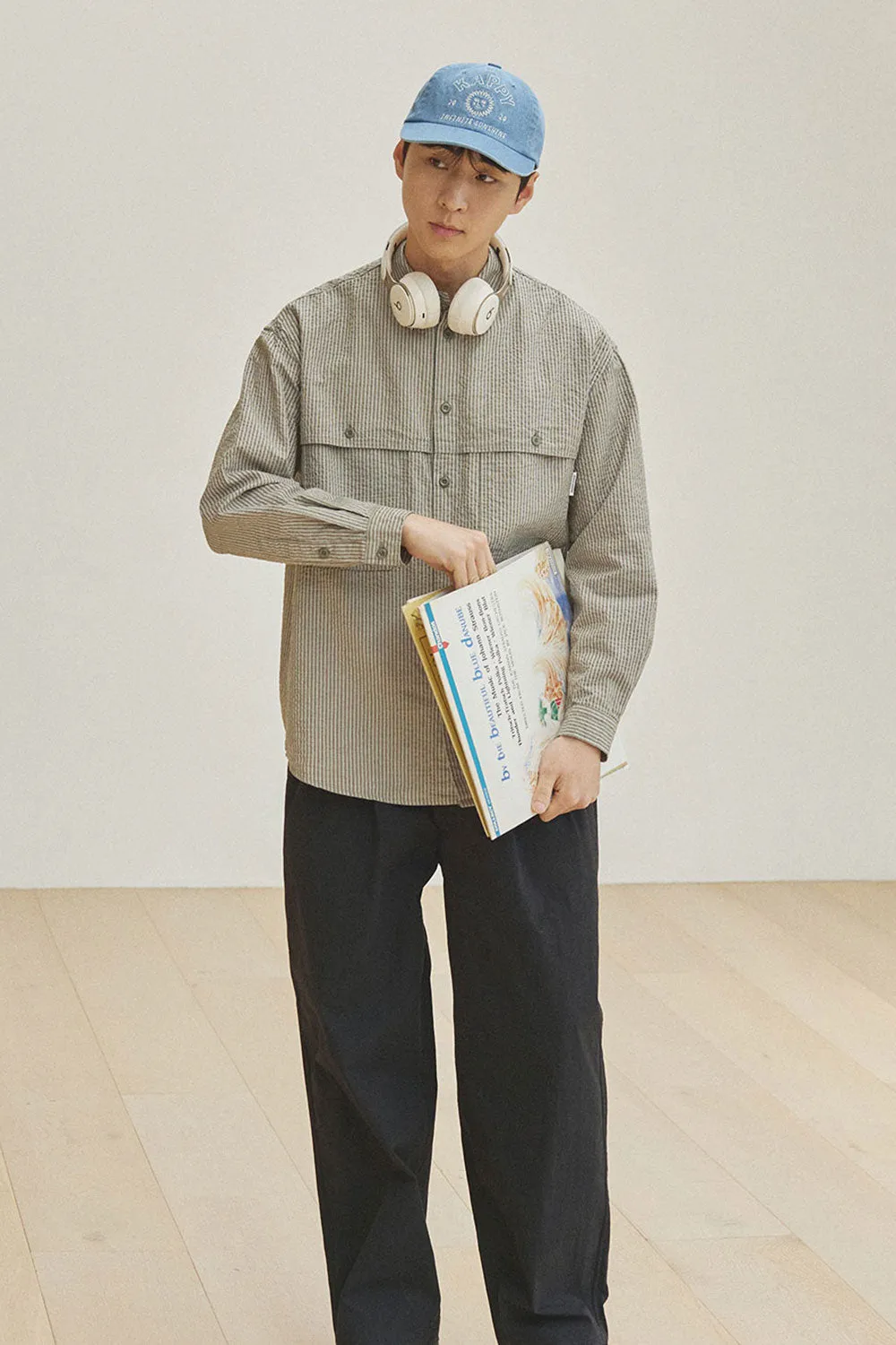 Stripe Pocket Work Shirt (Khaki) sold by Kappy product image thumbnail 5