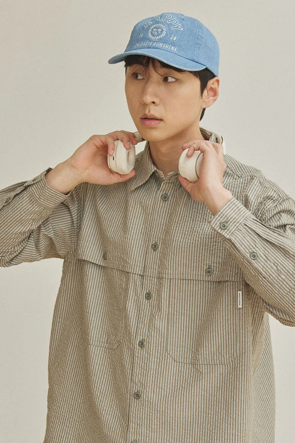 Stripe Pocket Work Shirt (Khaki) sold by Kappy product image thumbnail 2