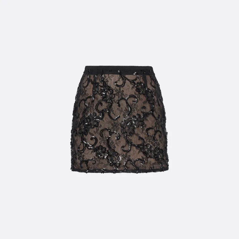 SEQUIN EMBROIDERED LACE MINI SKIRT made by Alessandra Rich