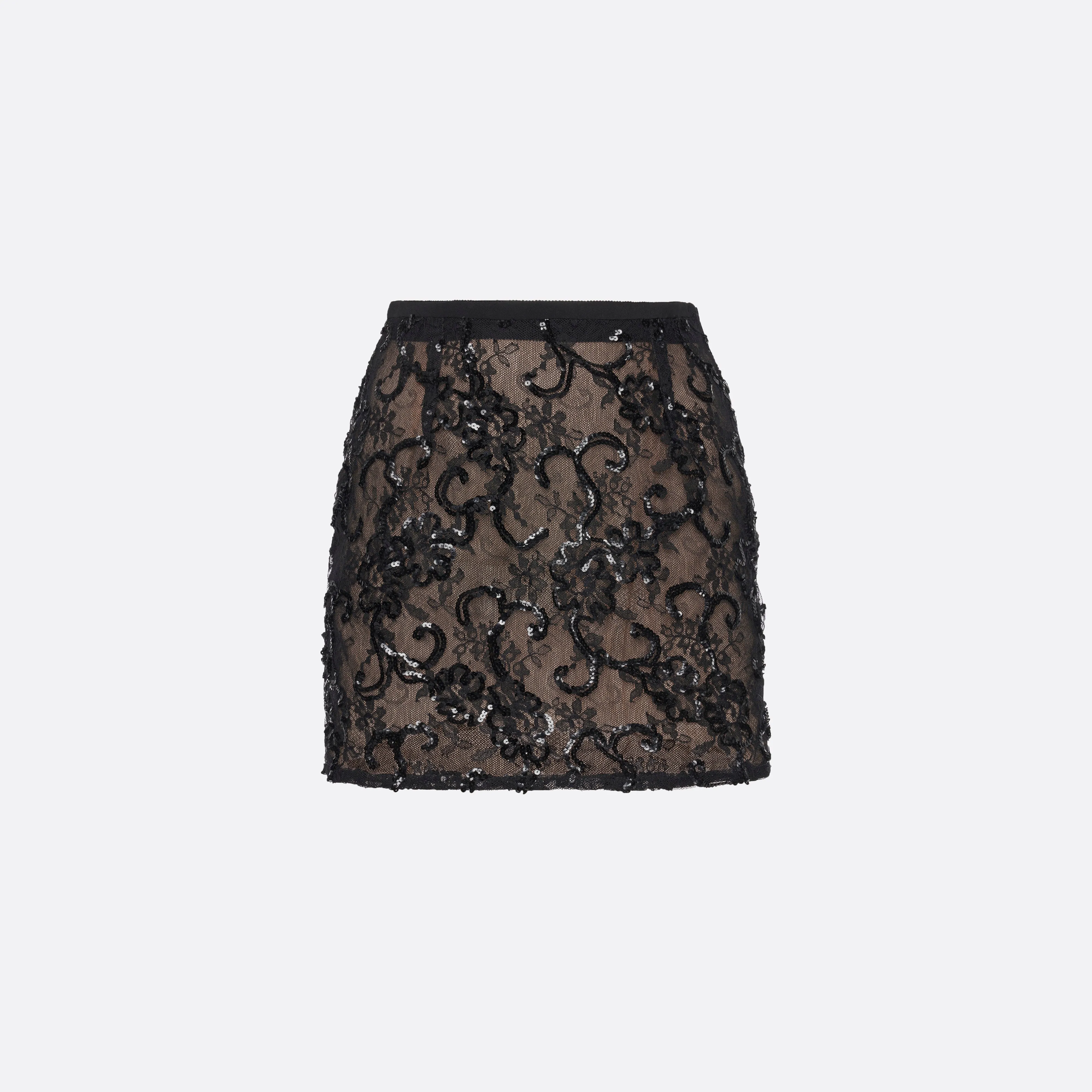 SEQUIN EMBROIDERED LACE MINI SKIRT sold by Alessandra Rich