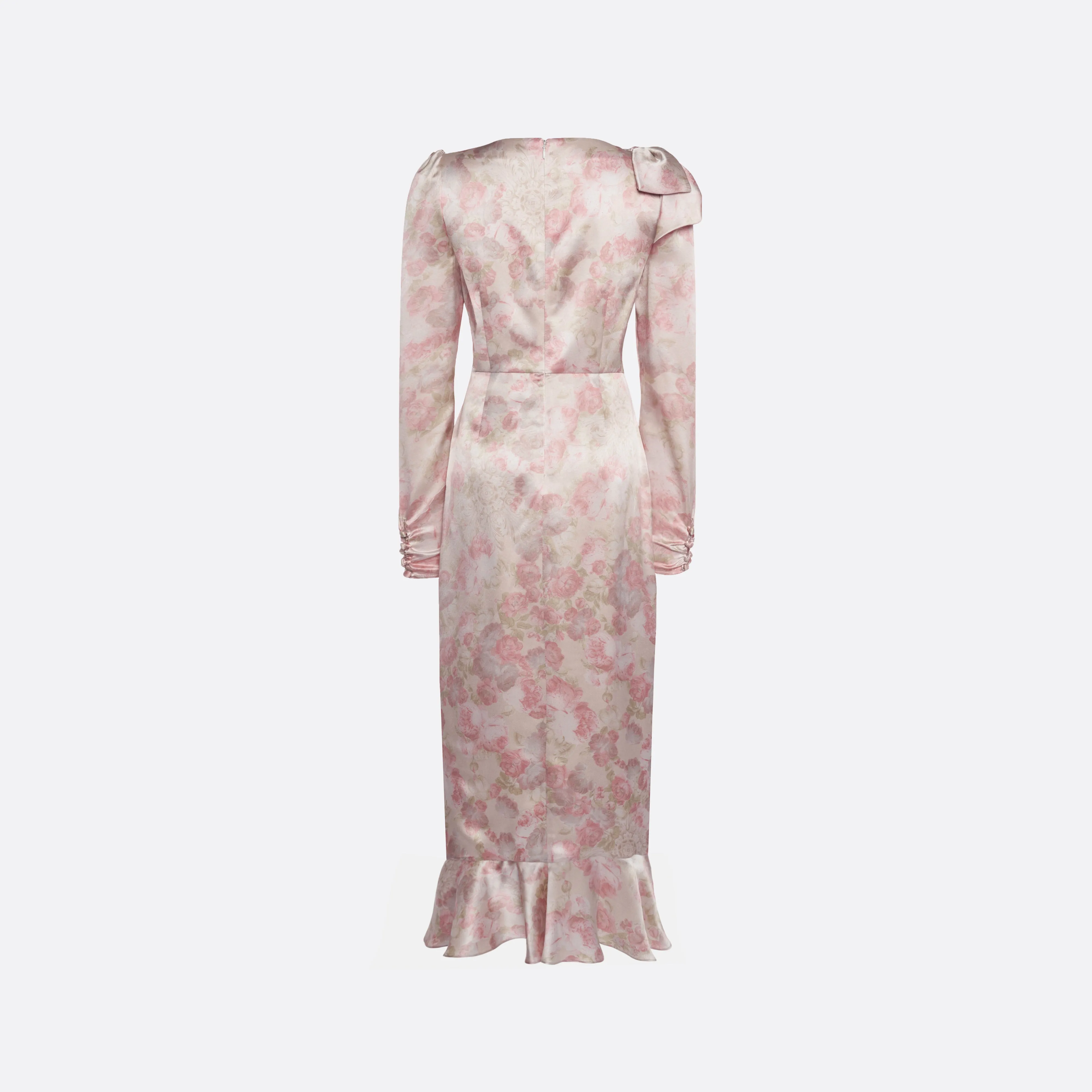 SILK SATIN MIDI DRESS WITH VOLANT AND BOWS sold by Alessandra Rich product image thumbnail 2