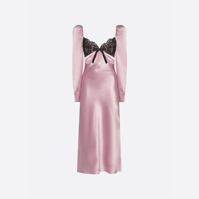 SILK SATIN MIDI DRESS WITH BOW made by Alessandra Rich