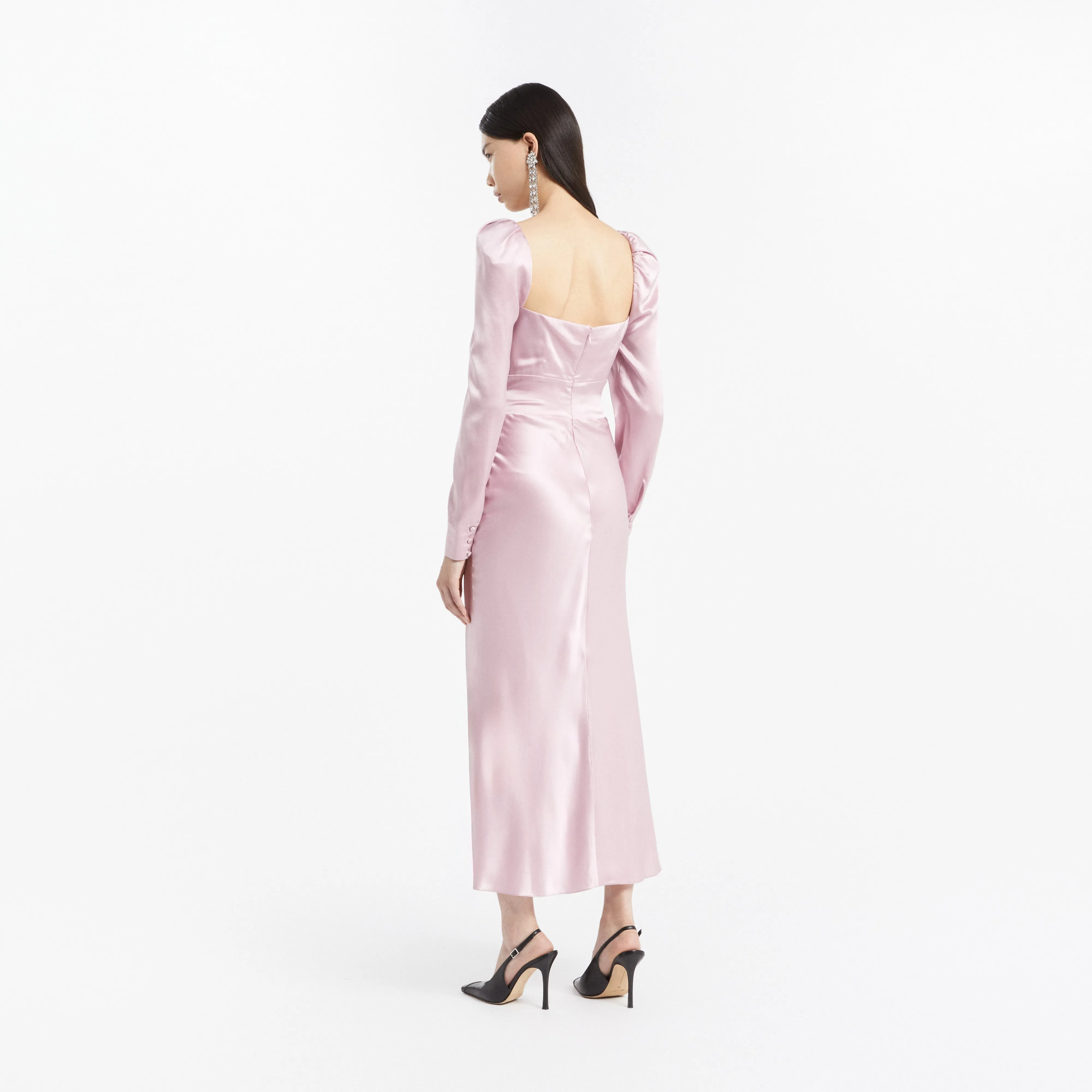 SILK SATIN MIDI DRESS WITH BOW sold by Alessandra Rich product image thumbnail 4