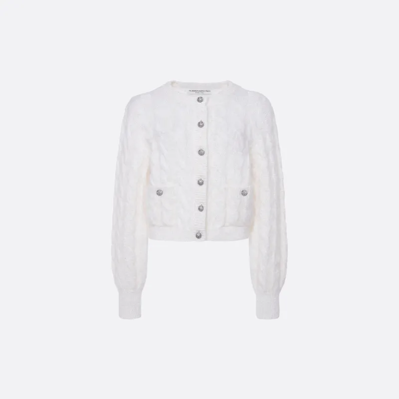 MOHAIR SEQUIN CABLE KNIT CARDIGAN made by Alessandra Rich
