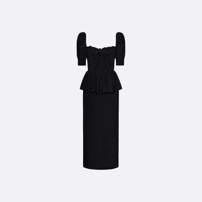 SILK PEPLUM MIDI DRESS WITH PUFF SLEEVES made by Alessandra Rich
