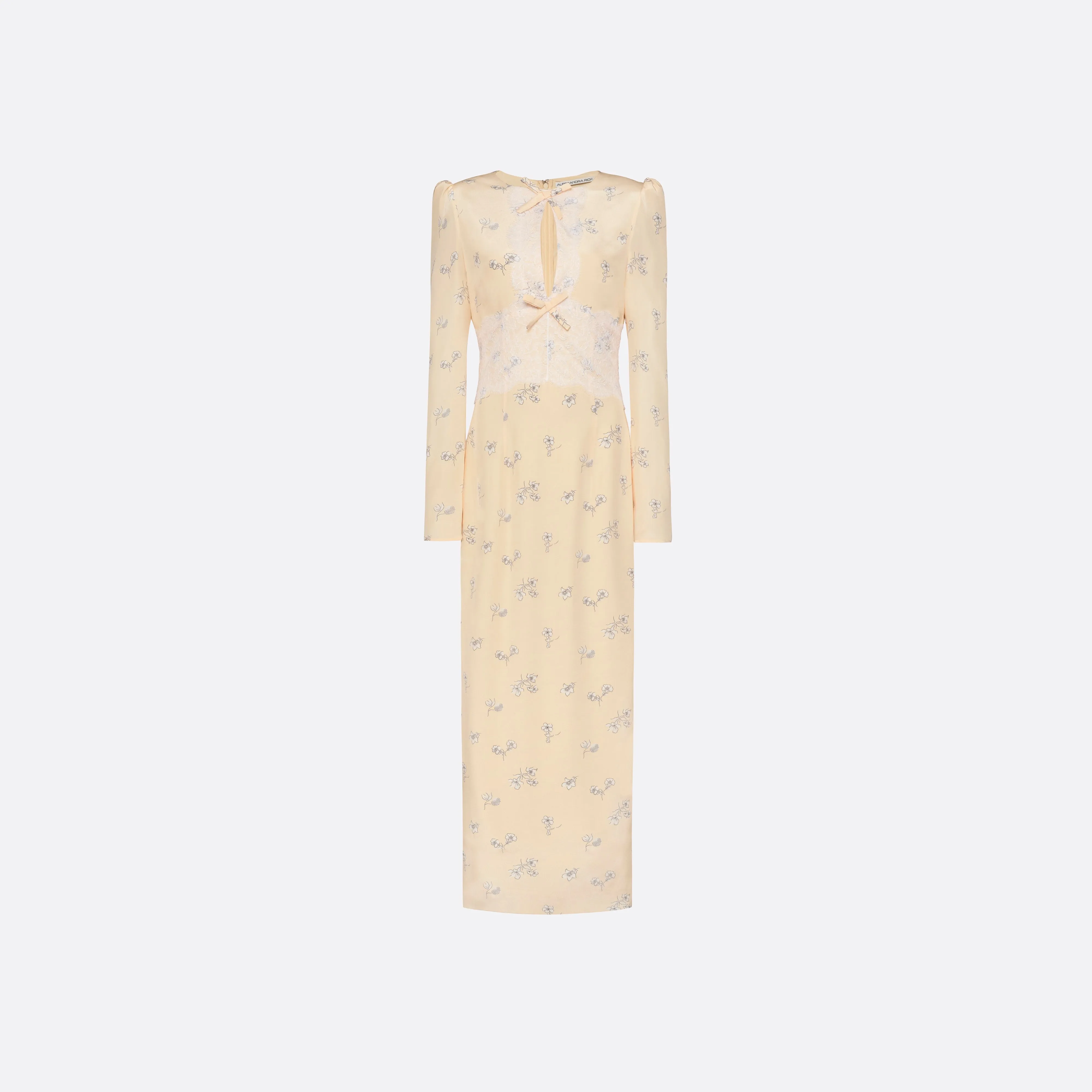 SILK MIDI DRESS WITH LACE DETAIL sold by Alessandra Rich