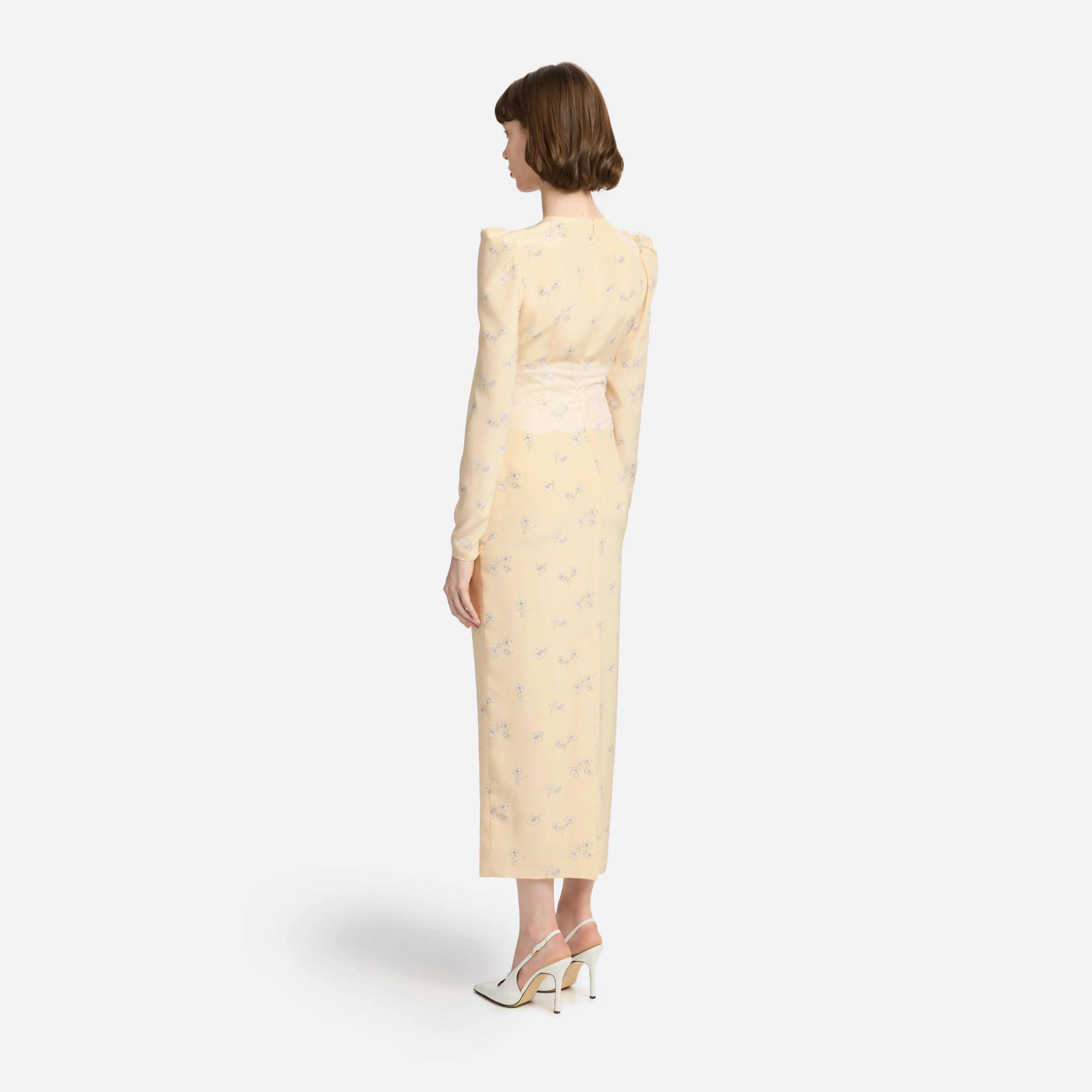 SILK MIDI DRESS WITH LACE DETAIL sold by Alessandra Rich product image thumbnail 4