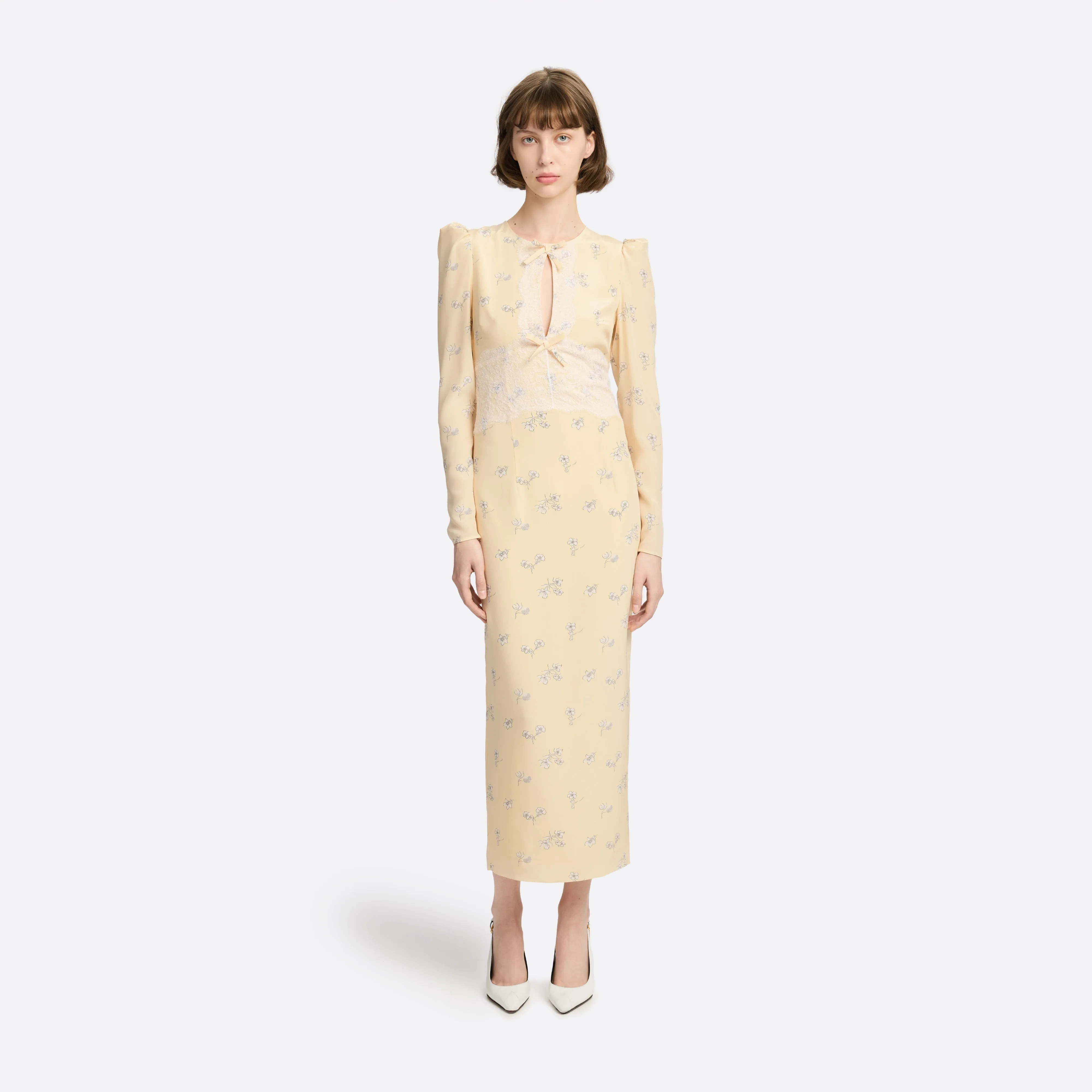 SILK MIDI DRESS WITH LACE DETAIL sold by Alessandra Rich product image thumbnail 2