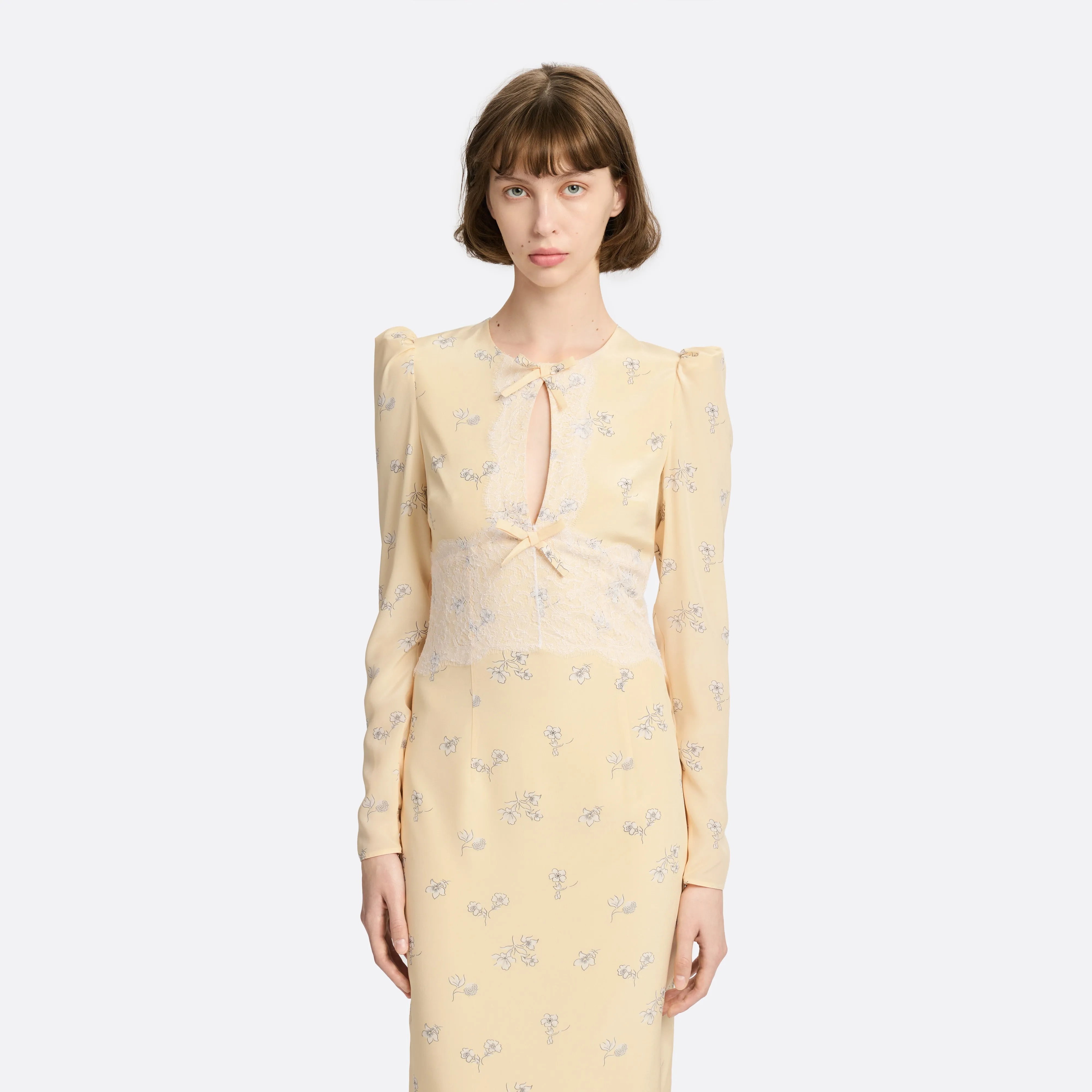 SILK MIDI DRESS WITH LACE DETAIL sold by Alessandra Rich product image thumbnail 3