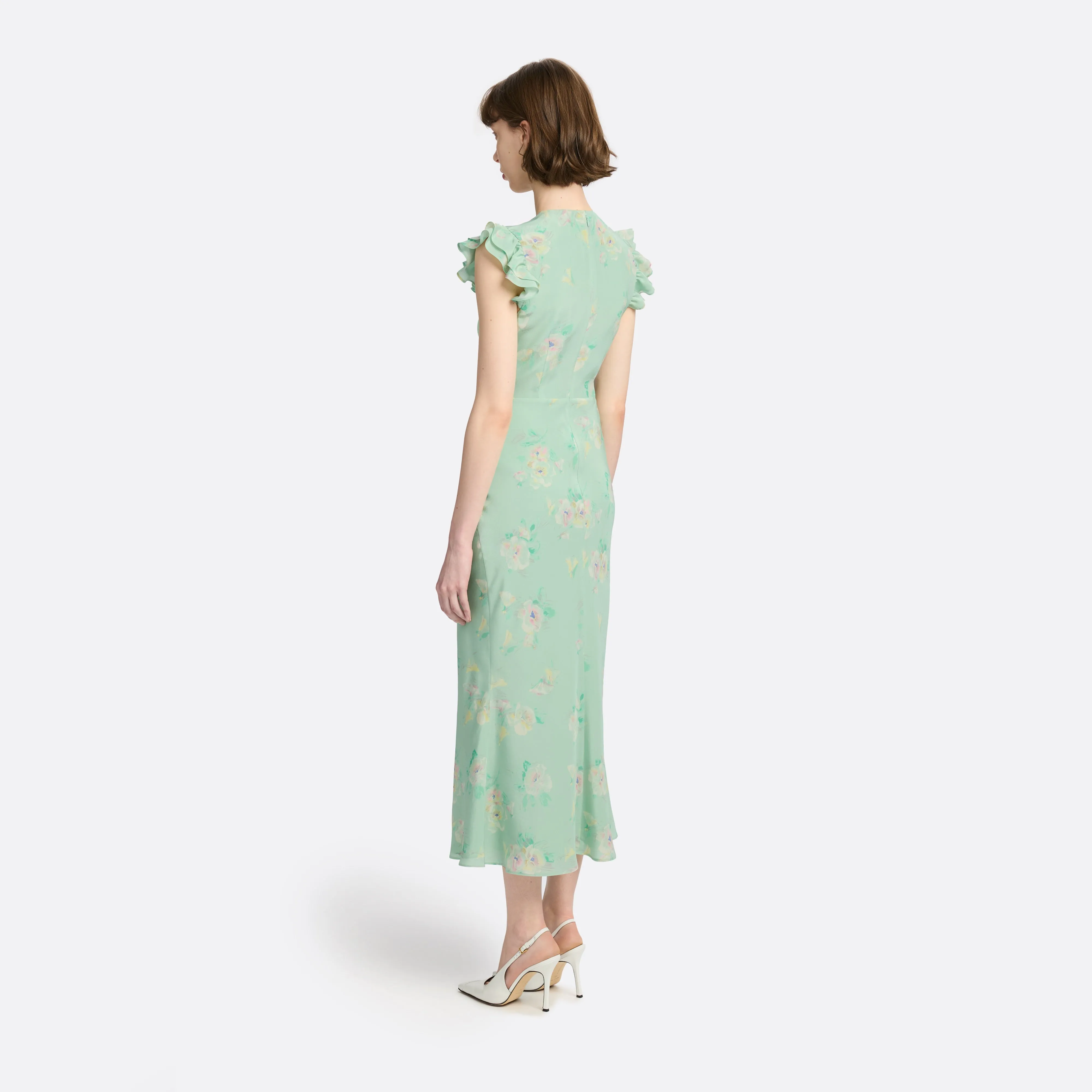 SILK MIDI DRESS WITH RUFFLE SLEEVES sold by Alessandra Rich product image thumbnail 4