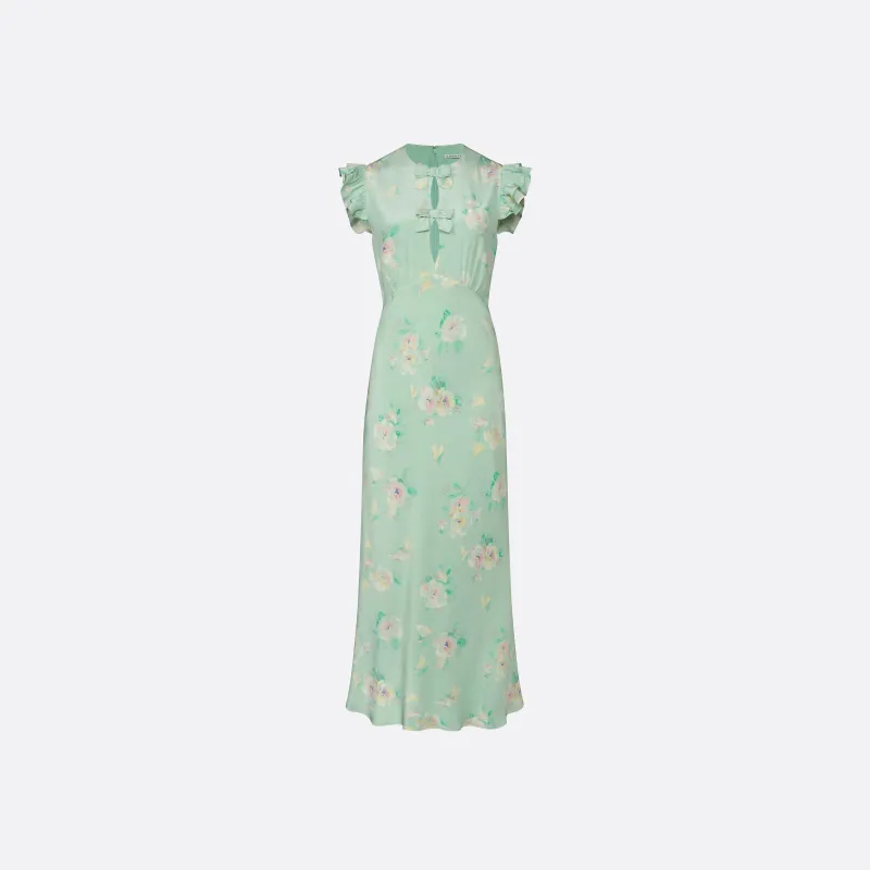 SILK MIDI DRESS WITH RUFFLE SLEEVES made by Alessandra Rich