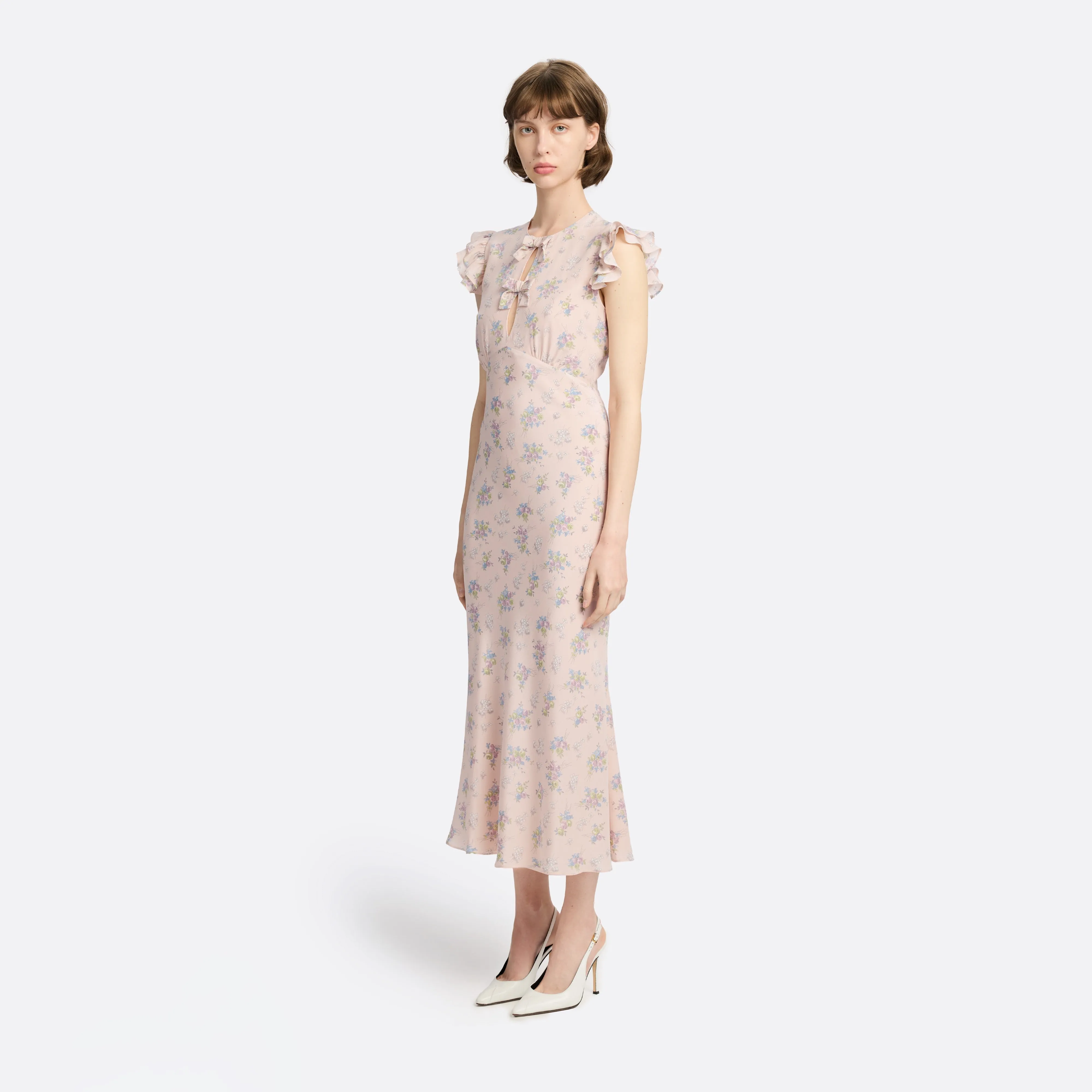 SILK MIDI DRESS WITH RUFFLE SLEEVES sold by Alessandra Rich product image thumbnail 2