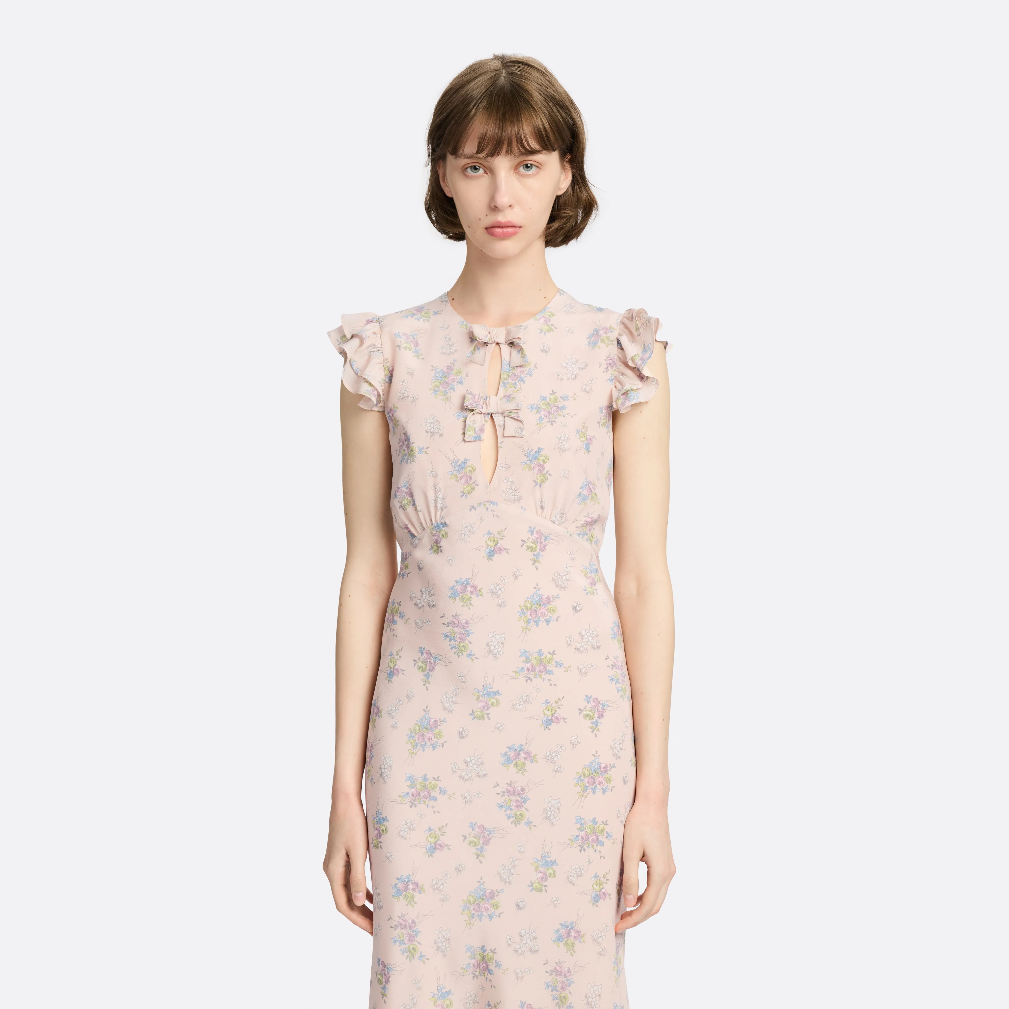 SILK MIDI DRESS WITH RUFFLE SLEEVES sold by Alessandra Rich product image thumbnail 3