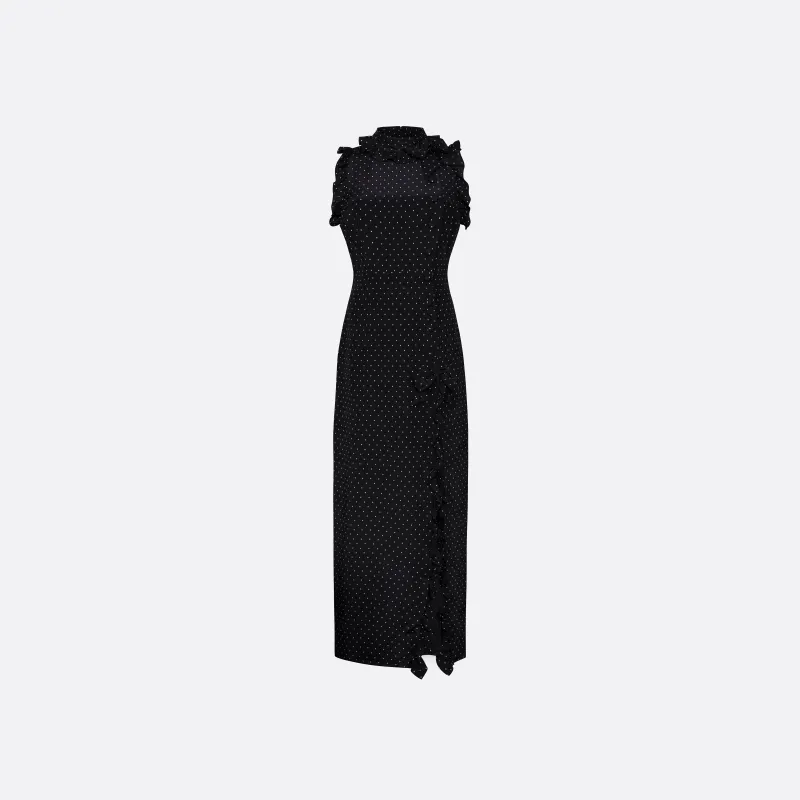 SILK HIGH NECK MIDI DRESS made by Alessandra Rich
