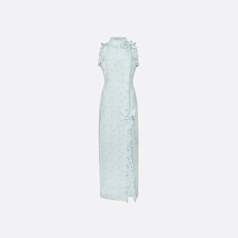 SILK HIGH NECK MIDI DRESS made by Alessandra Rich