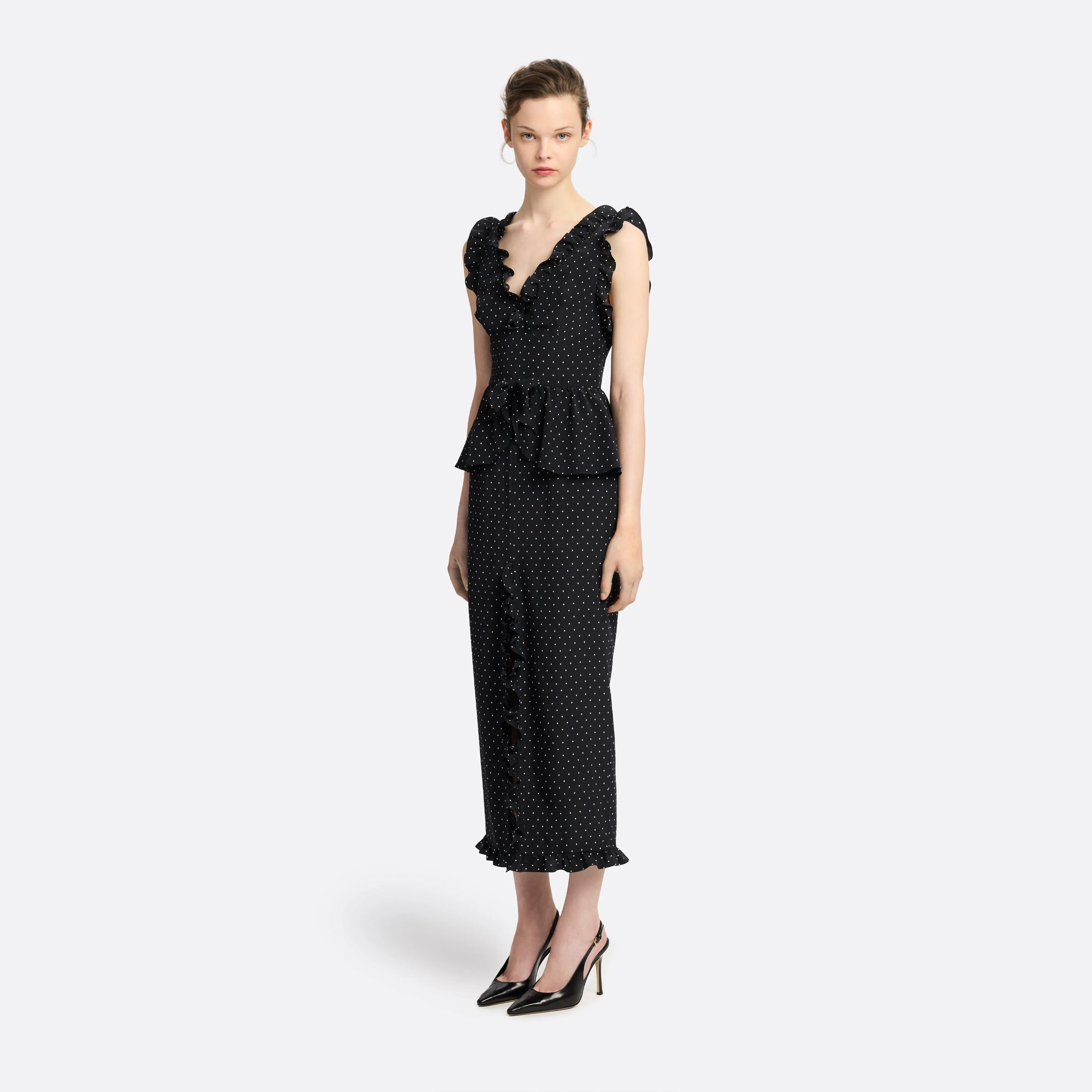 SILK PEPLUM MIDI DRESS WITH BOW sold by Alessandra Rich product image thumbnail 2