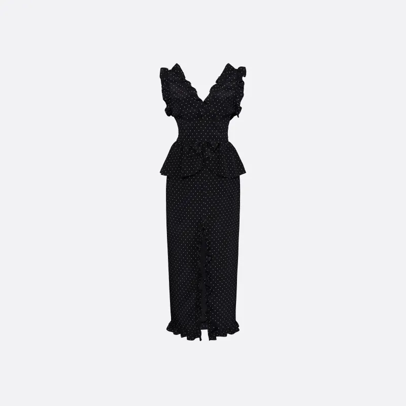 SILK PEPLUM MIDI DRESS WITH BOW made by Alessandra Rich