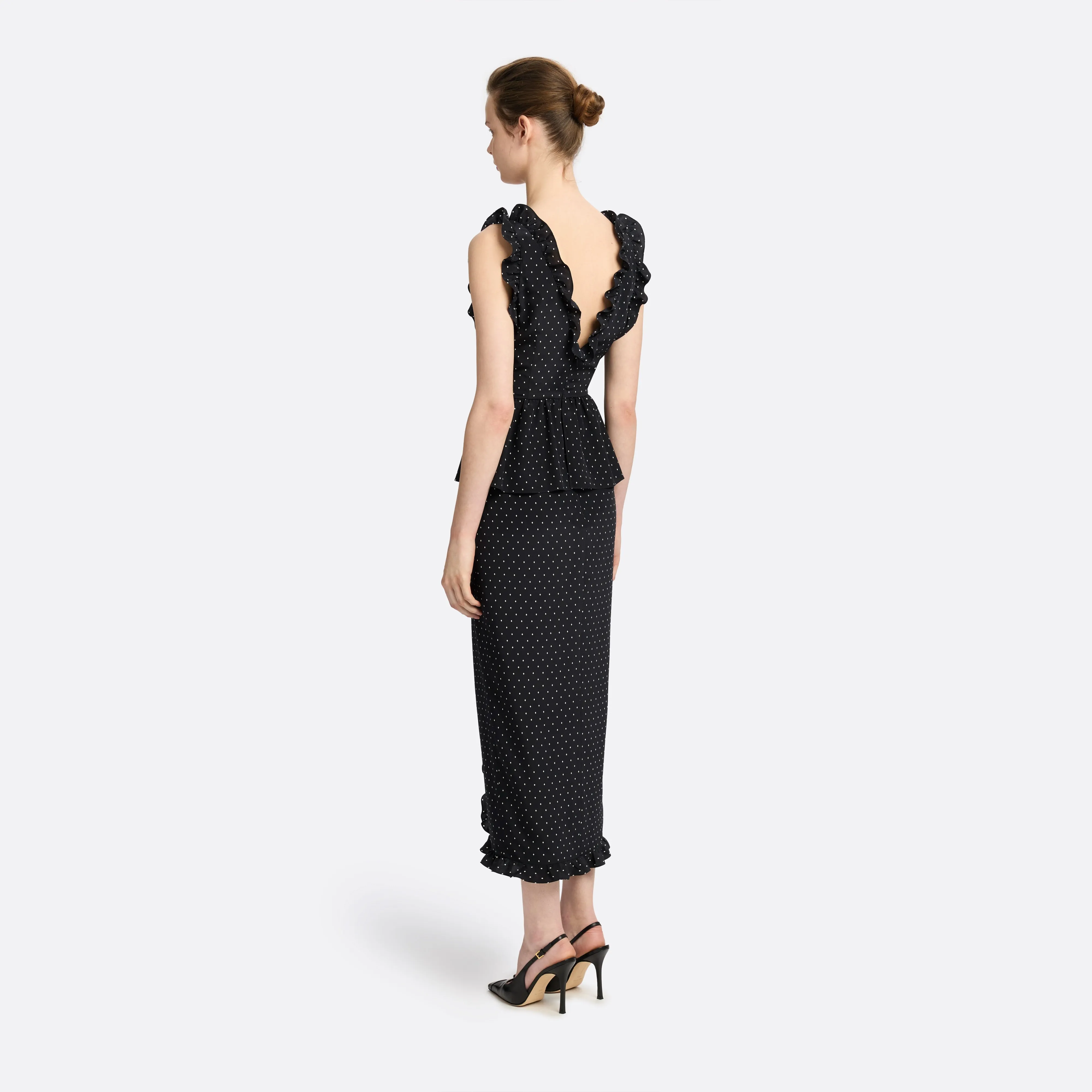 SILK PEPLUM MIDI DRESS WITH BOW sold by Alessandra Rich product image thumbnail 4