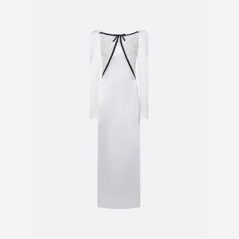SILK SAIN EVENING DRESS WITH LACE INSERT made by Alessandra Rich