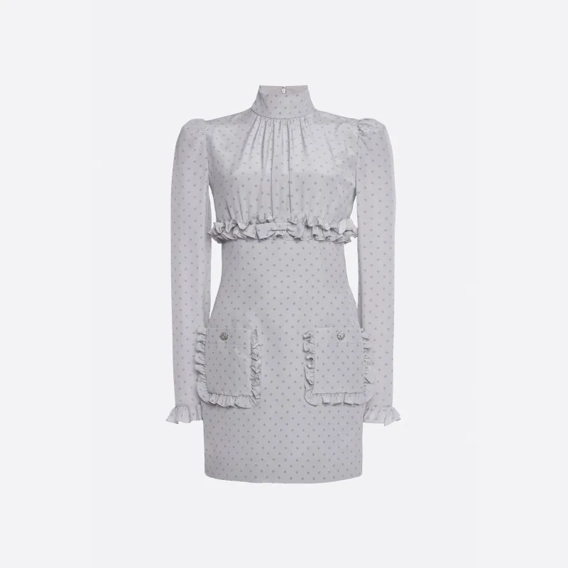 SILK POLKA DOT MINI DRESS WITH RUFFLES made by Alessandra Rich