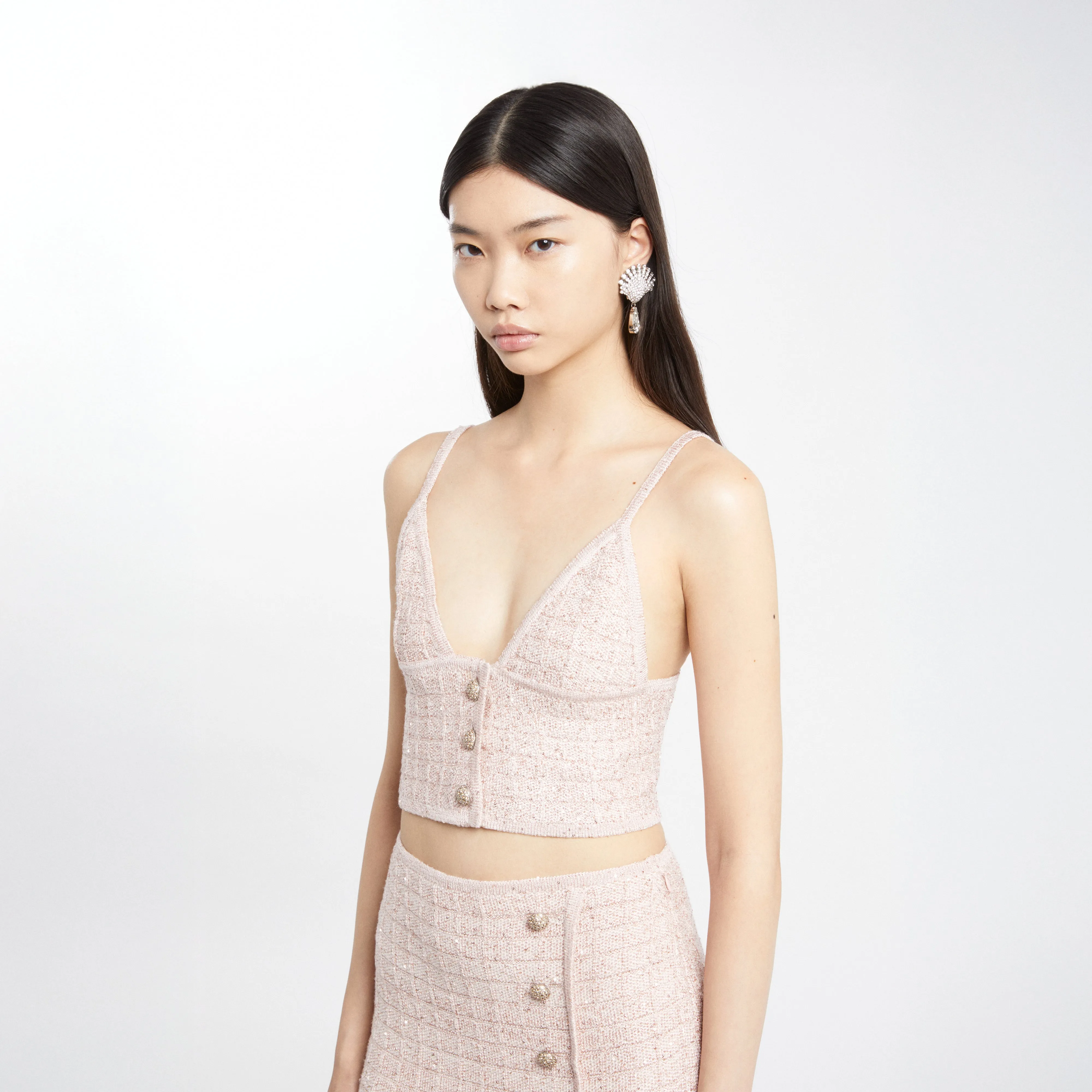WOOL SEQUIN KNIT CROP TOP sold by Alessandra Rich product image thumbnail 5