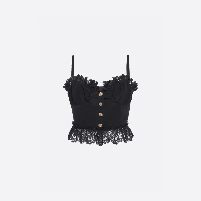 SILK BUSTIER TOP WITH LACE TRIMS made by Alessandra Rich